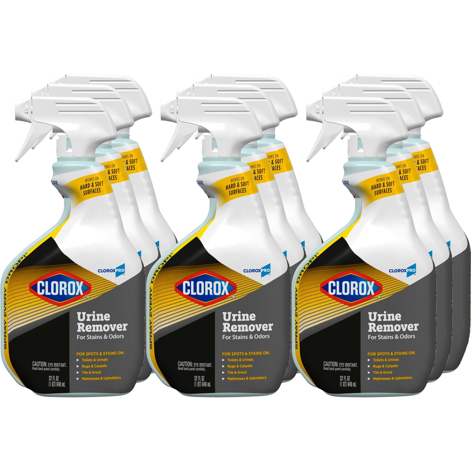 CloroxPro Urine Remover for Stains and Odors 32 Ounces (Pack of 9), White