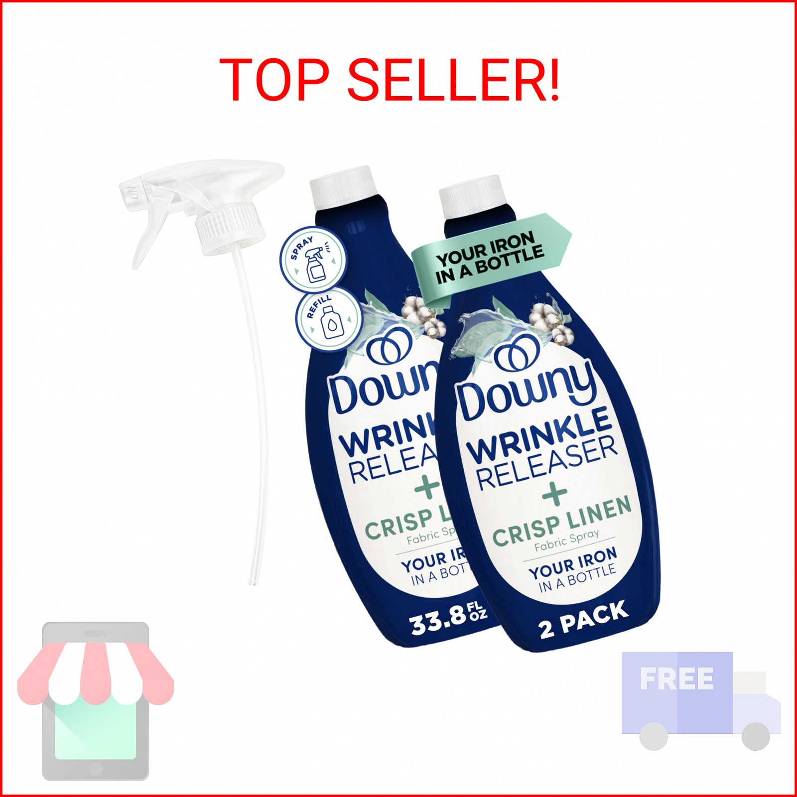 Downy Wrinkle Releaser Spray, All In One Formula, Removes Wrinkles, Static and O