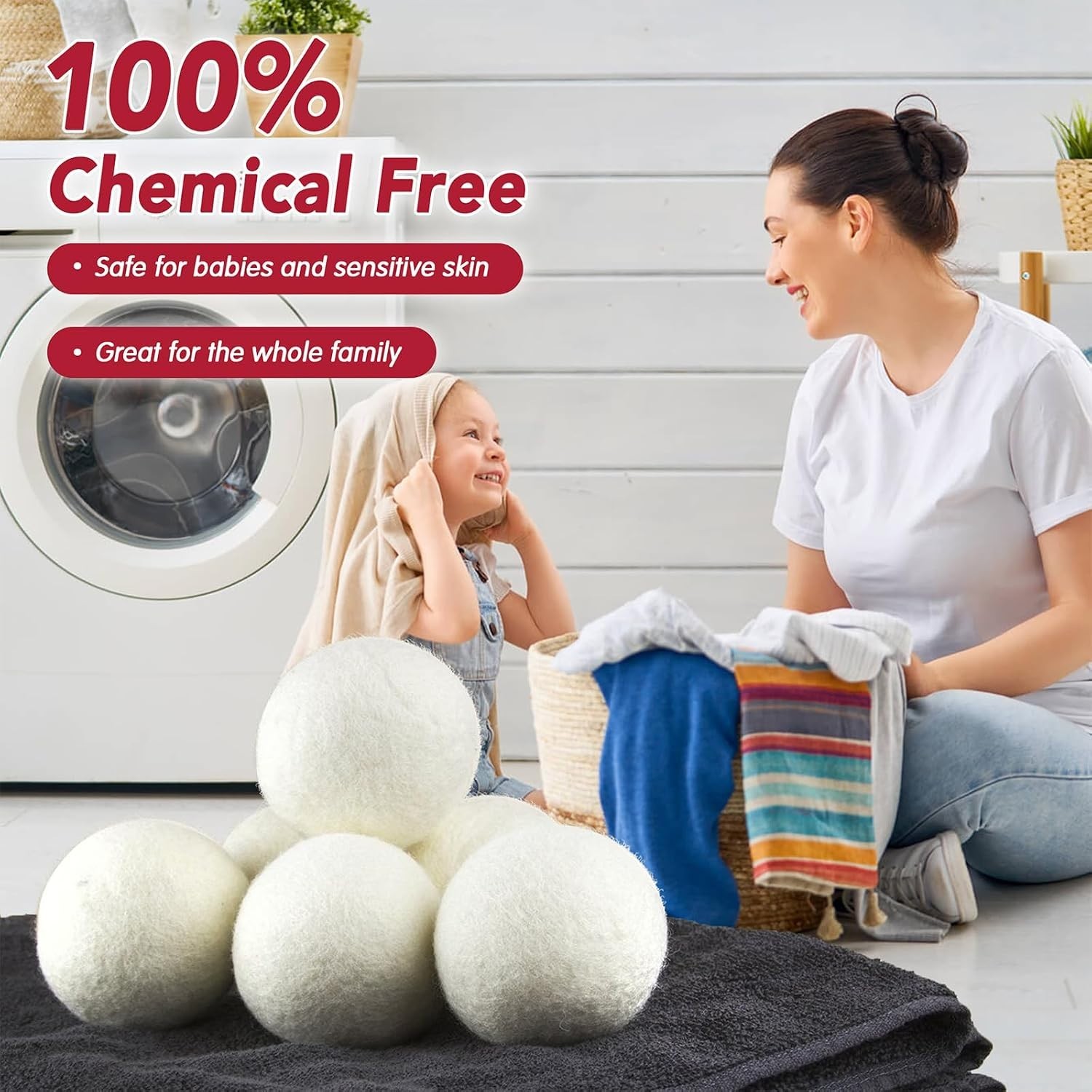 100% New Zealand Wool Dryer Balls XL Size – 6 Pack, Organic & Chemical-Free F…