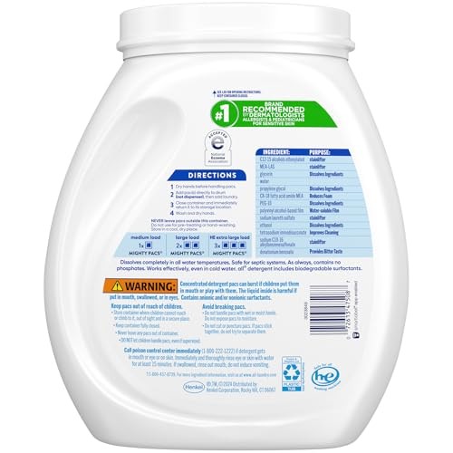 all Free Clear Mighty Pacs Laundry Detergent 80 Count Hypoallergenic Unscented