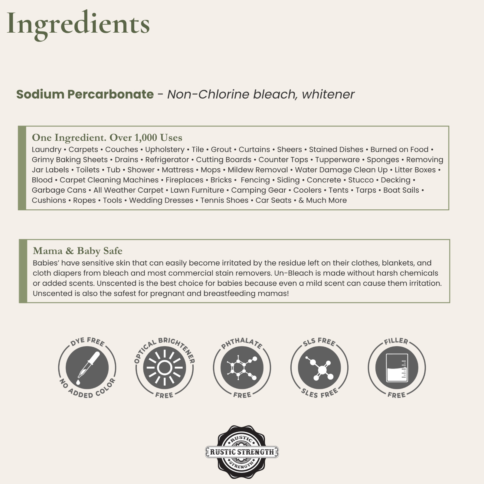 Toxin-Free Un-Bleach 2 lb | Unscented |Plant-Based | Bleach Alternative