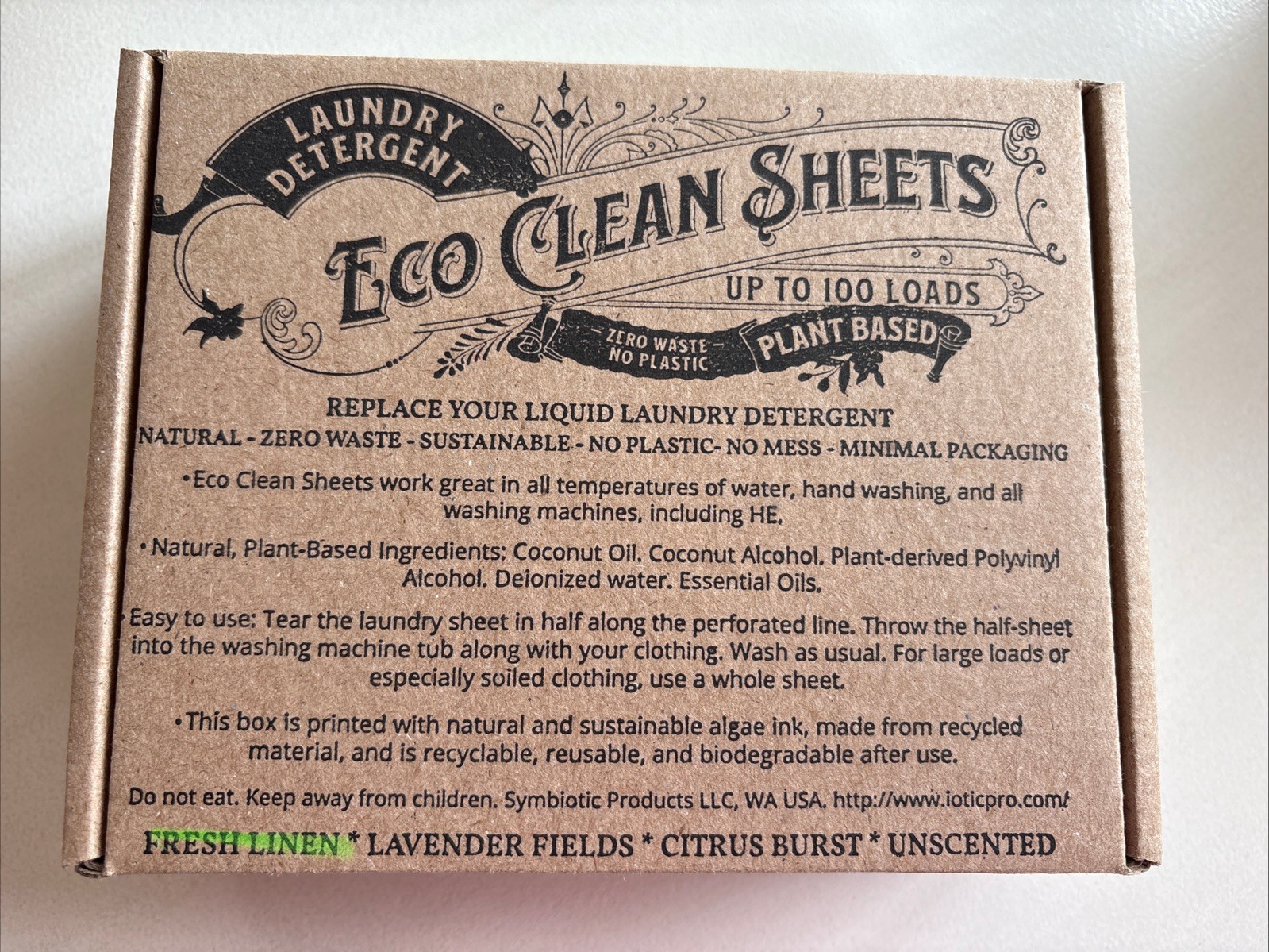 Eco Clean Laundry Sheets 50 Pack = 100 Loads | Zero Waste Plastic-Free Detergent
