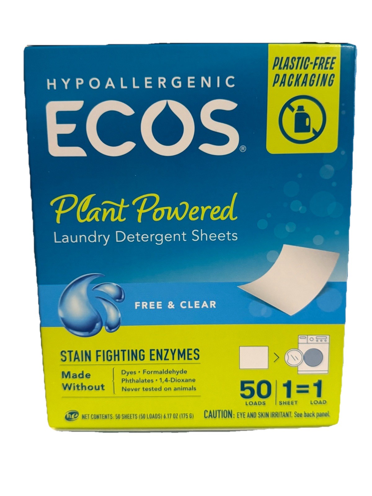 ECOS Vegan Laundry Detergent Sheets – 50 Hypoallergenic Sheets, Liquid Free