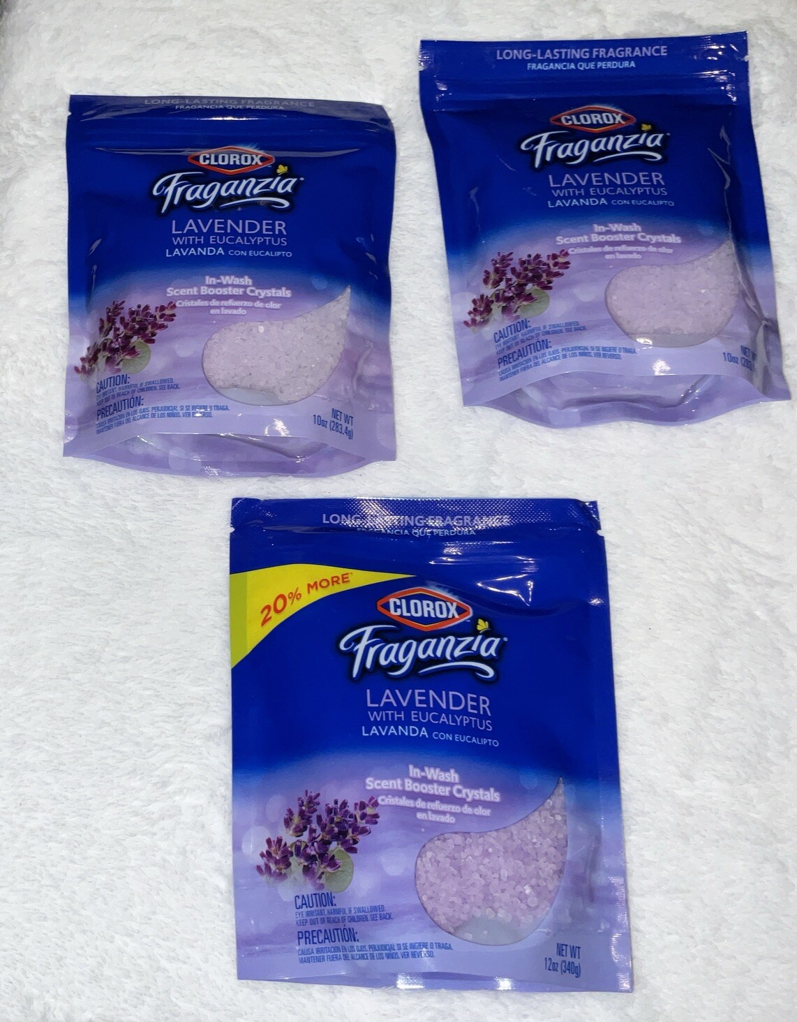 CLOROX FRAGANZIA LAVENDER/EUCALYPTUS INWASH BOOSTER CRYSTALS 10 OZ NEW Lot Of 3