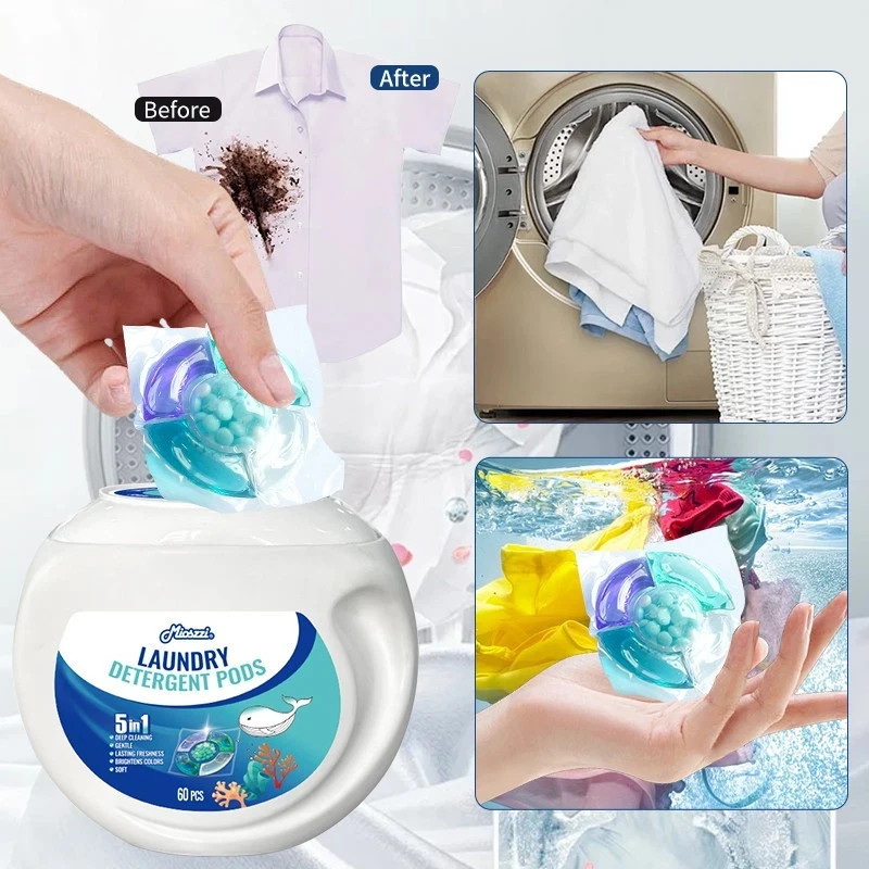 Mioszzi Laundry Bulk Pods ,Ocean Scent Eliminate Gym/Smoke Odors, 5-in-1 Formula