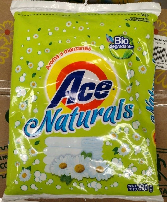 2X ACE NATURALS DETERGENT ( DETERGENTE EN POLVO ) 2 BAGS OF 28 OUNCES (800g) EA.