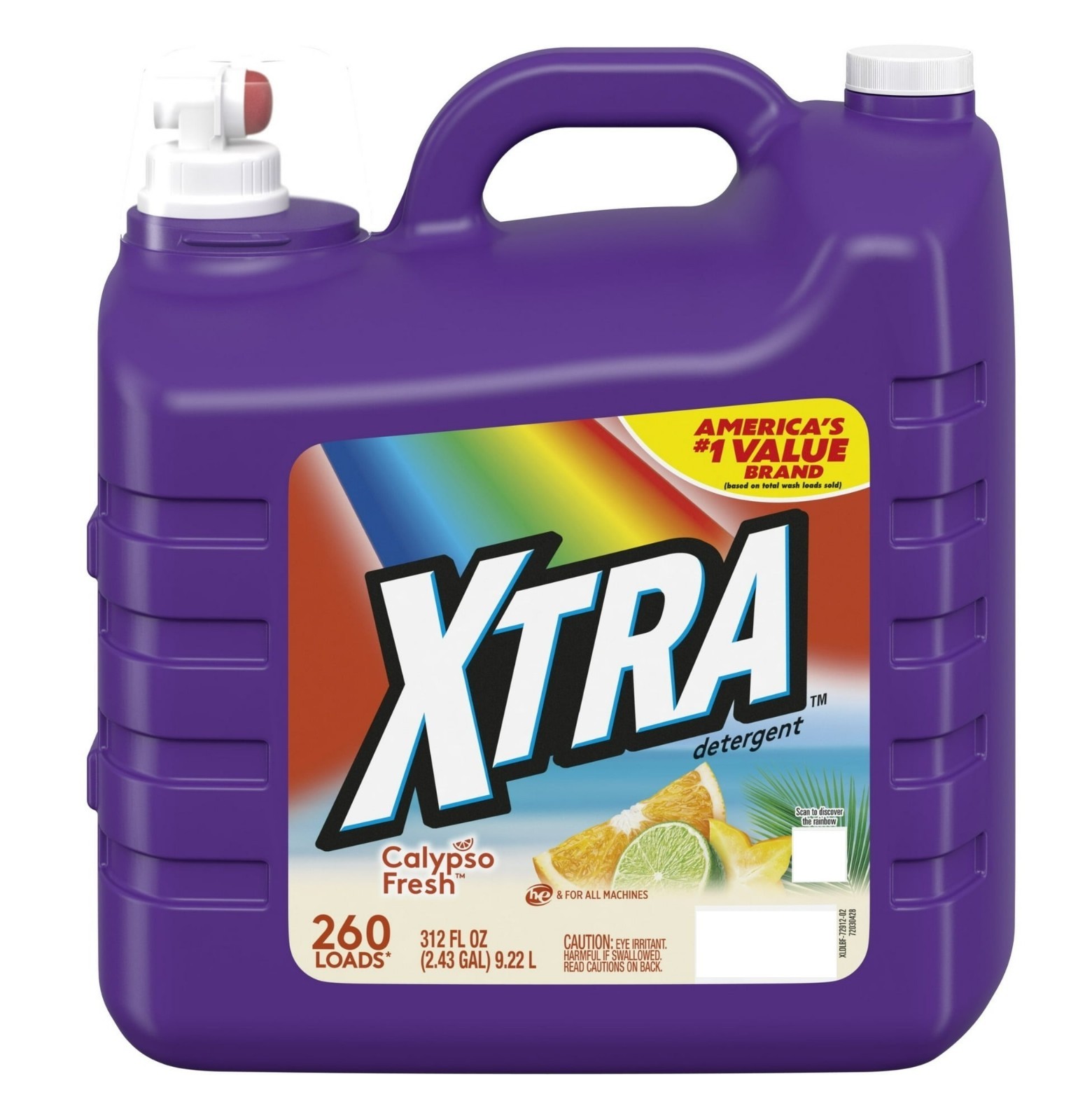 Xtra Liquid Laundry Detergent, Calypso Fresh Scent, 312 fl oz, 260 Loads