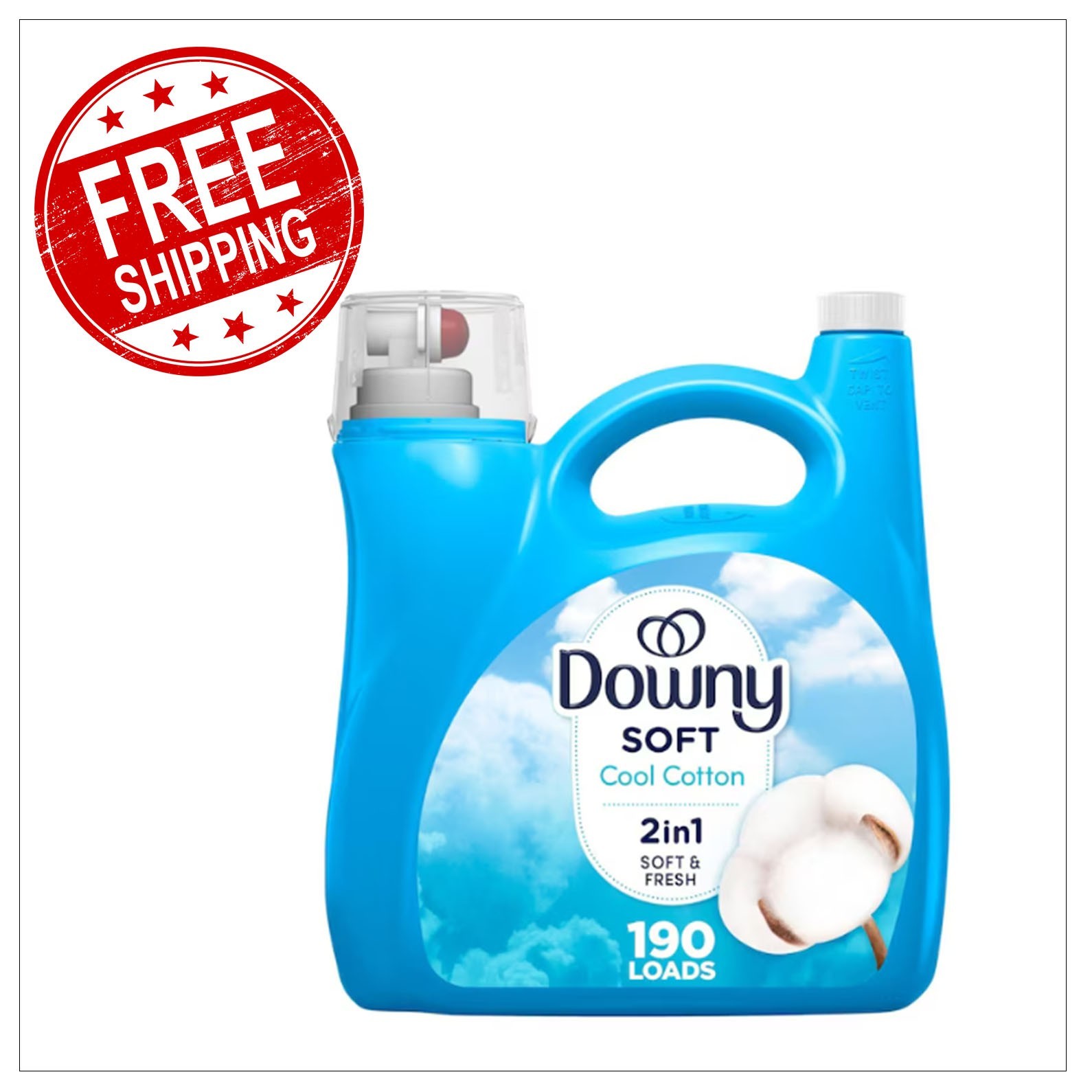 Downy Ultra Liquid Fabric Softener With Cool Cotton Scent 190 Loads- 140 oz.
