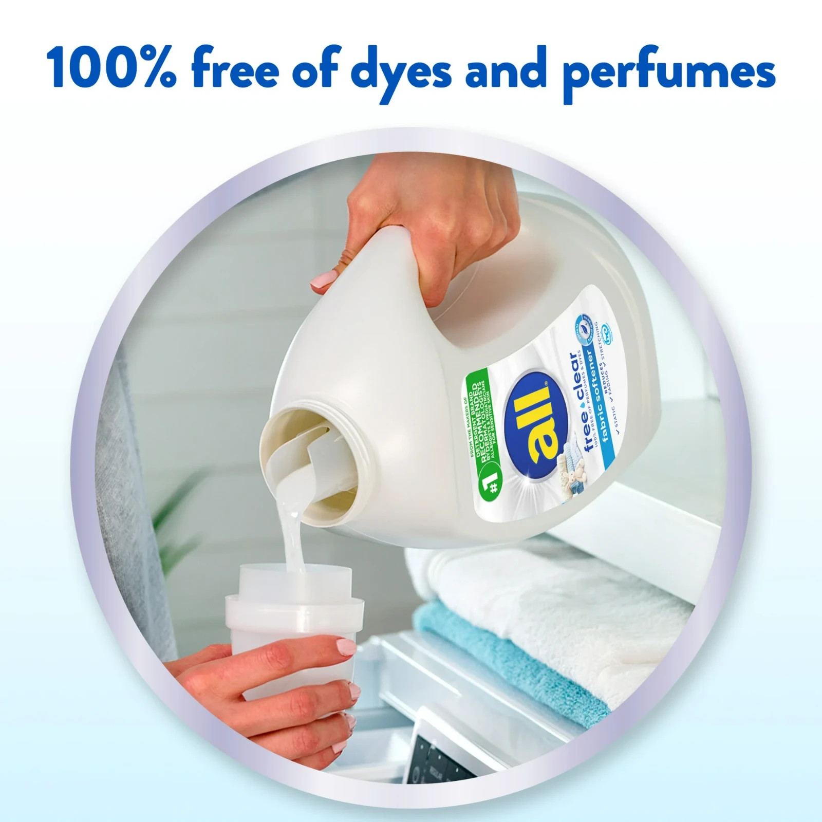 All Liquid Fabric Softener, Free Clear, 34 fl oz, 50 Loads