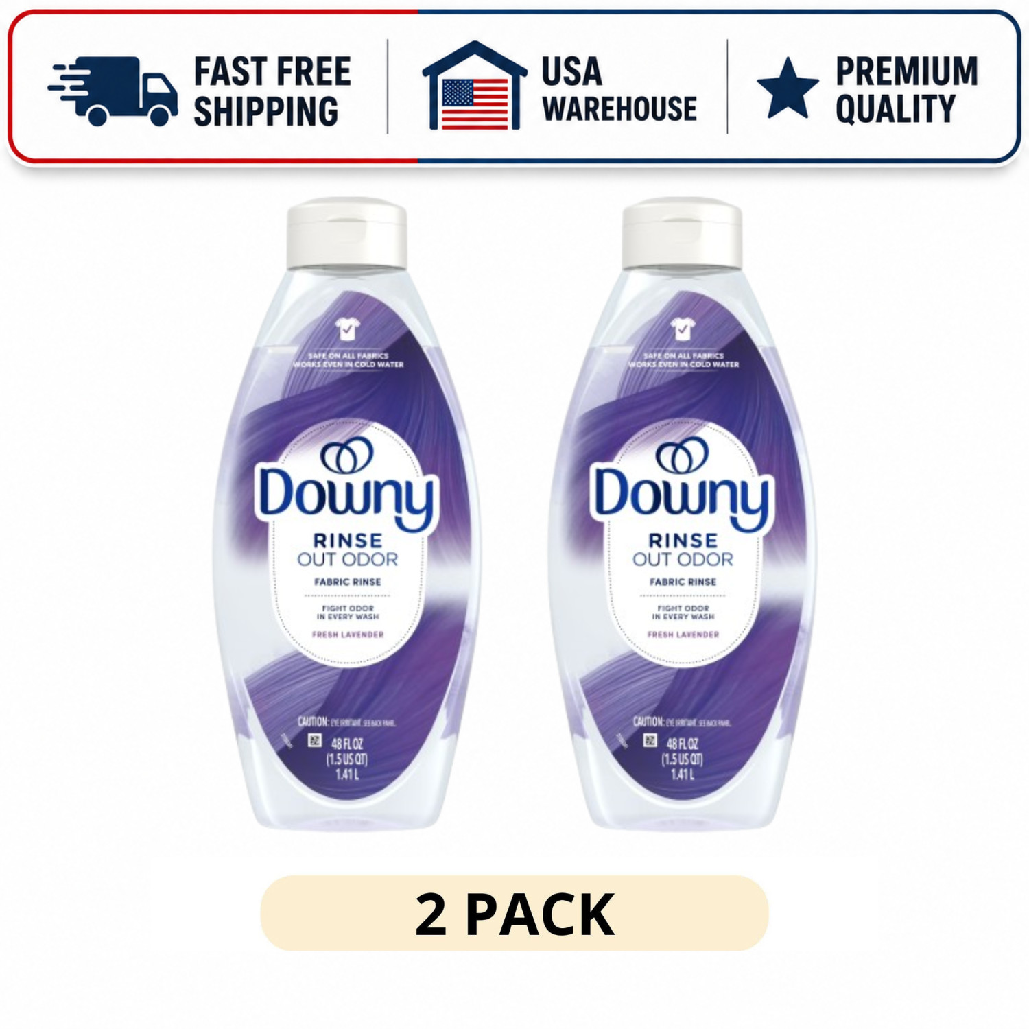(2 Pack) Downy Rinse Out Odor Laundry Rinse Fresh Lavender 48 fl oz Odor Remover
