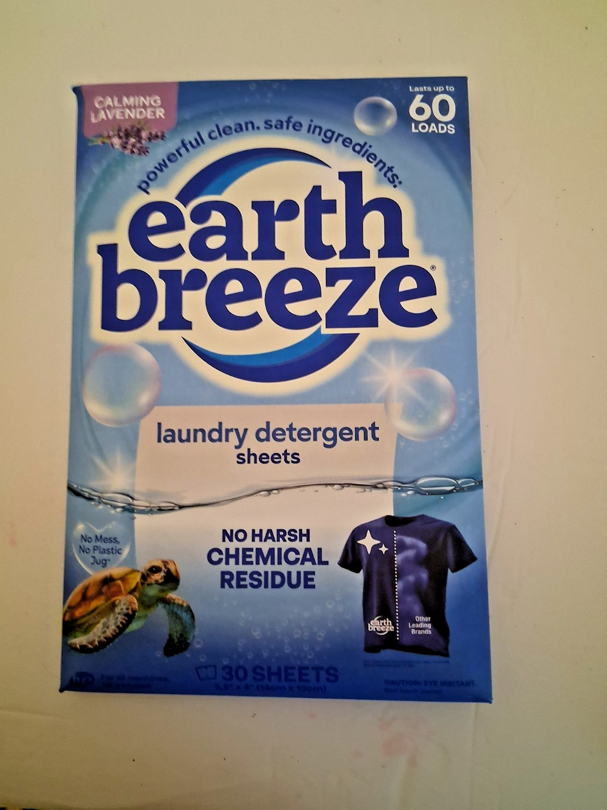 Earth Breeze Laundry Detergent Sheets Calming Lavender Scent – 60 Loads Eco 30Ct