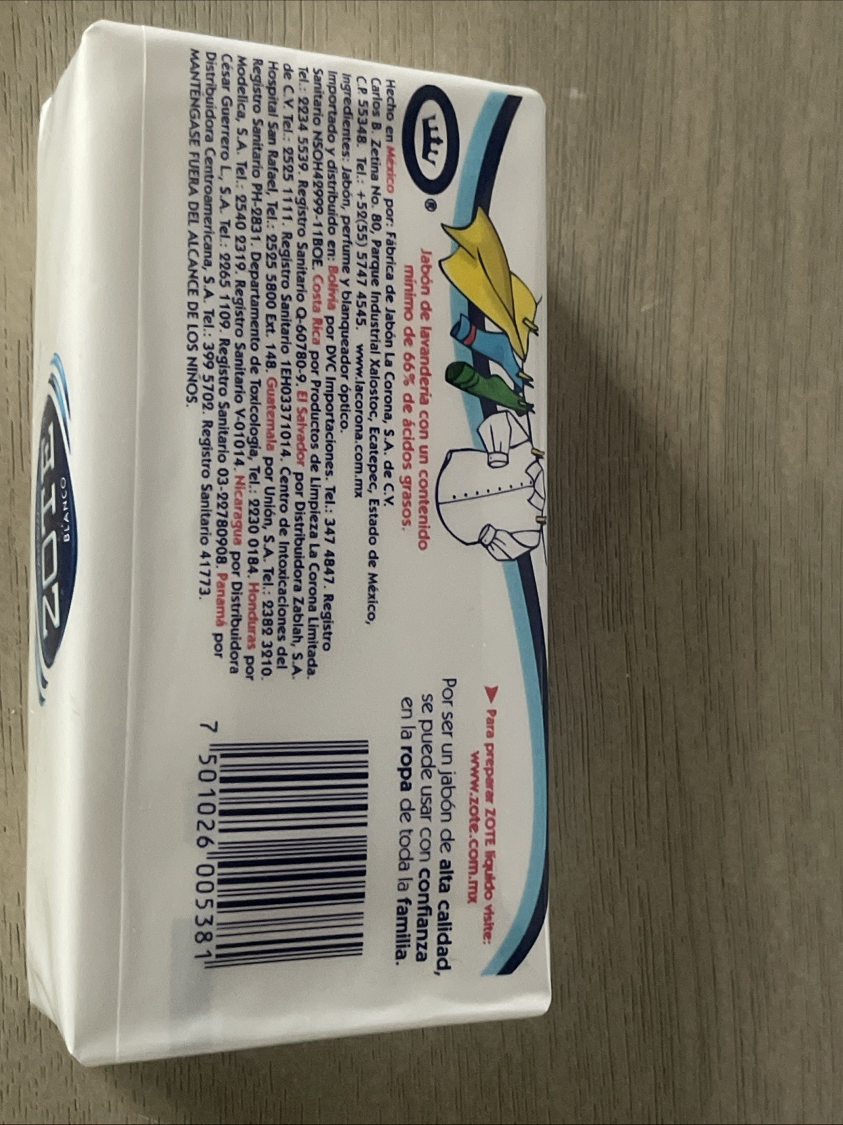 6 Pack of Zote Laundry Soap Bar White 14.1 oz Beauty & Personal Care (400gr)