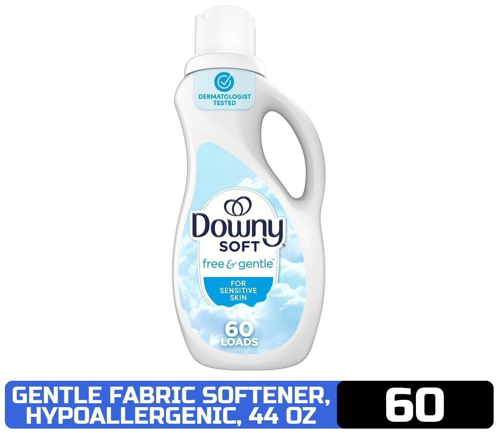 Downy Free & Gentle Fabric Softener (Fabric Conditioner), 44 fl oz, 60 Loads, Hy