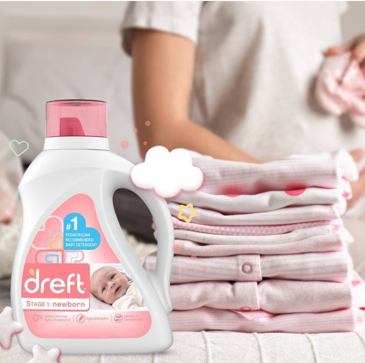 DREFT Stage 1 Newborn Laundry Detergent Medium Size 92 Fl OZ 64 Loads