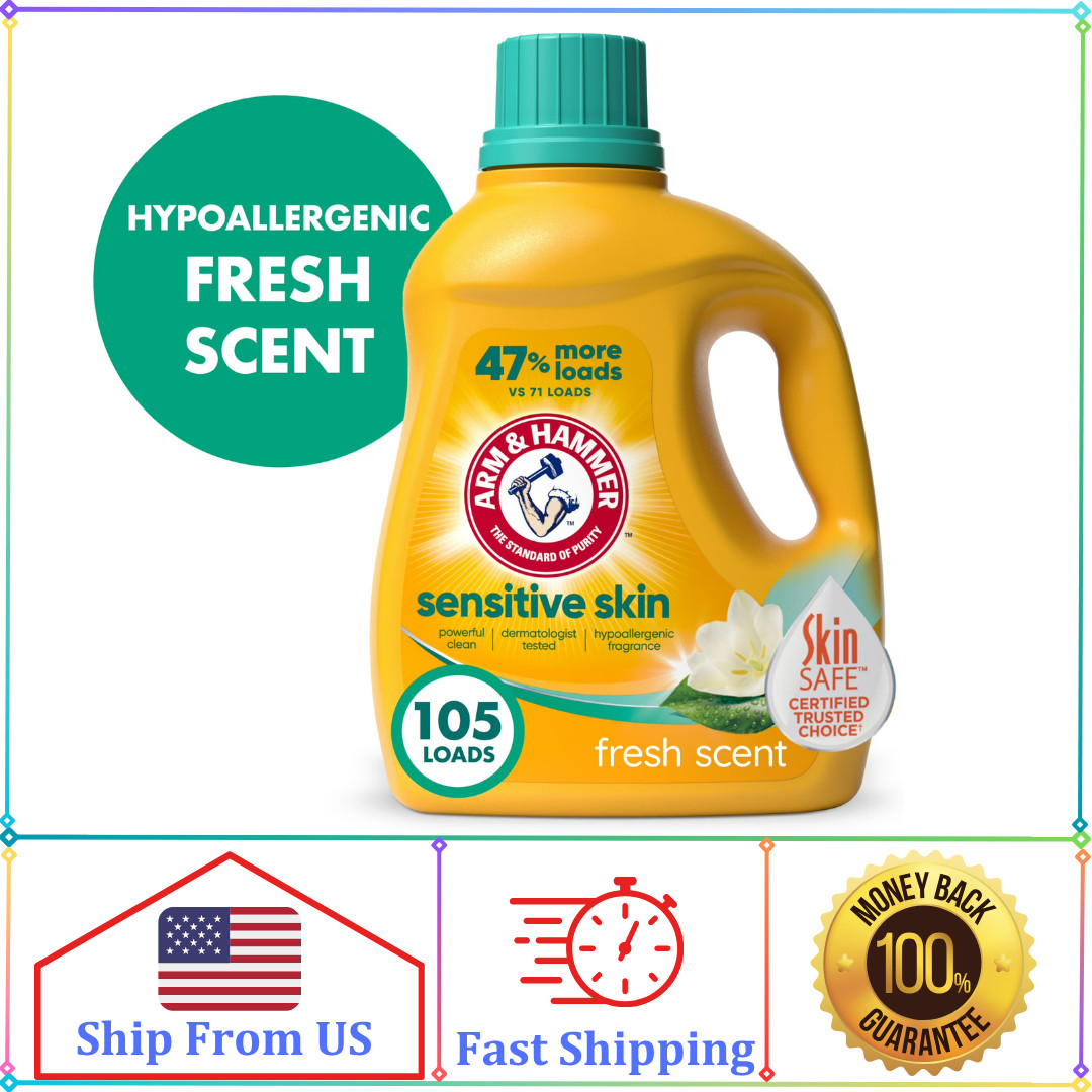 ARM & HAMMER Sensitive Skin Liquid Detergent Soap 105 fl oz, 105 Loads, 1 Pack