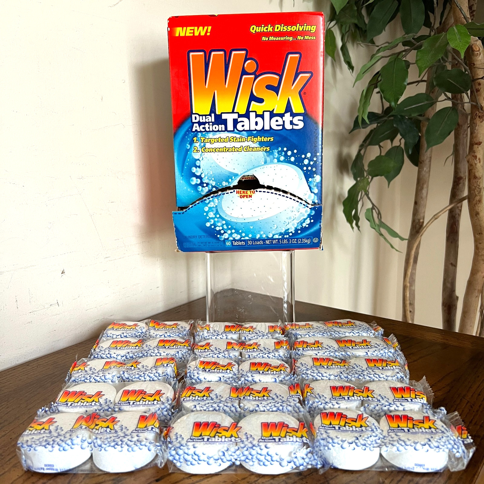 Vintage Wisk Dual Action Laundry Tablets 30 Count Tabs 15 Loads Detergent New
