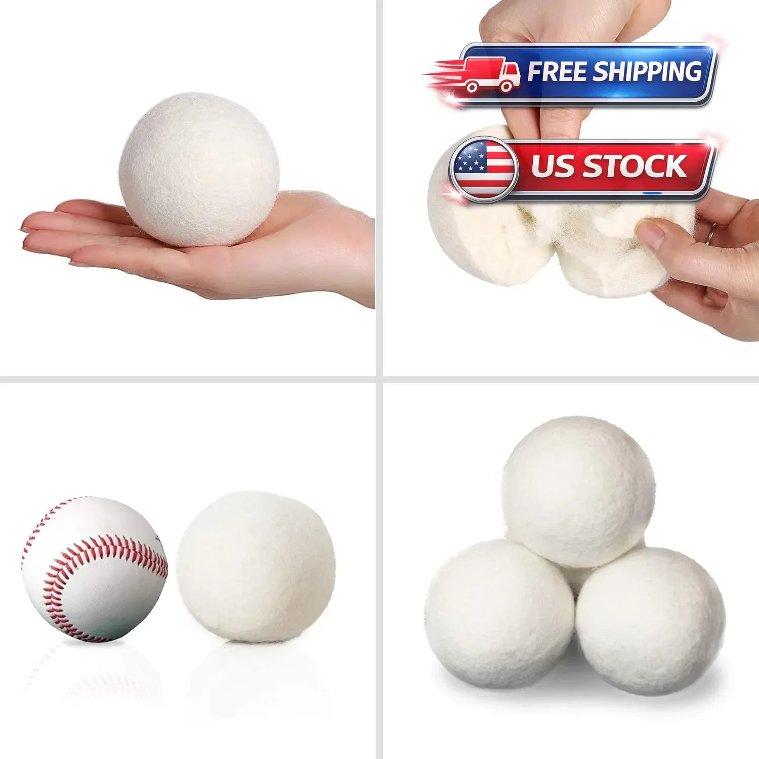 4-PACK XL Natural Wool Dryer Balls | Fabric Softener Alternative – 100% Organic