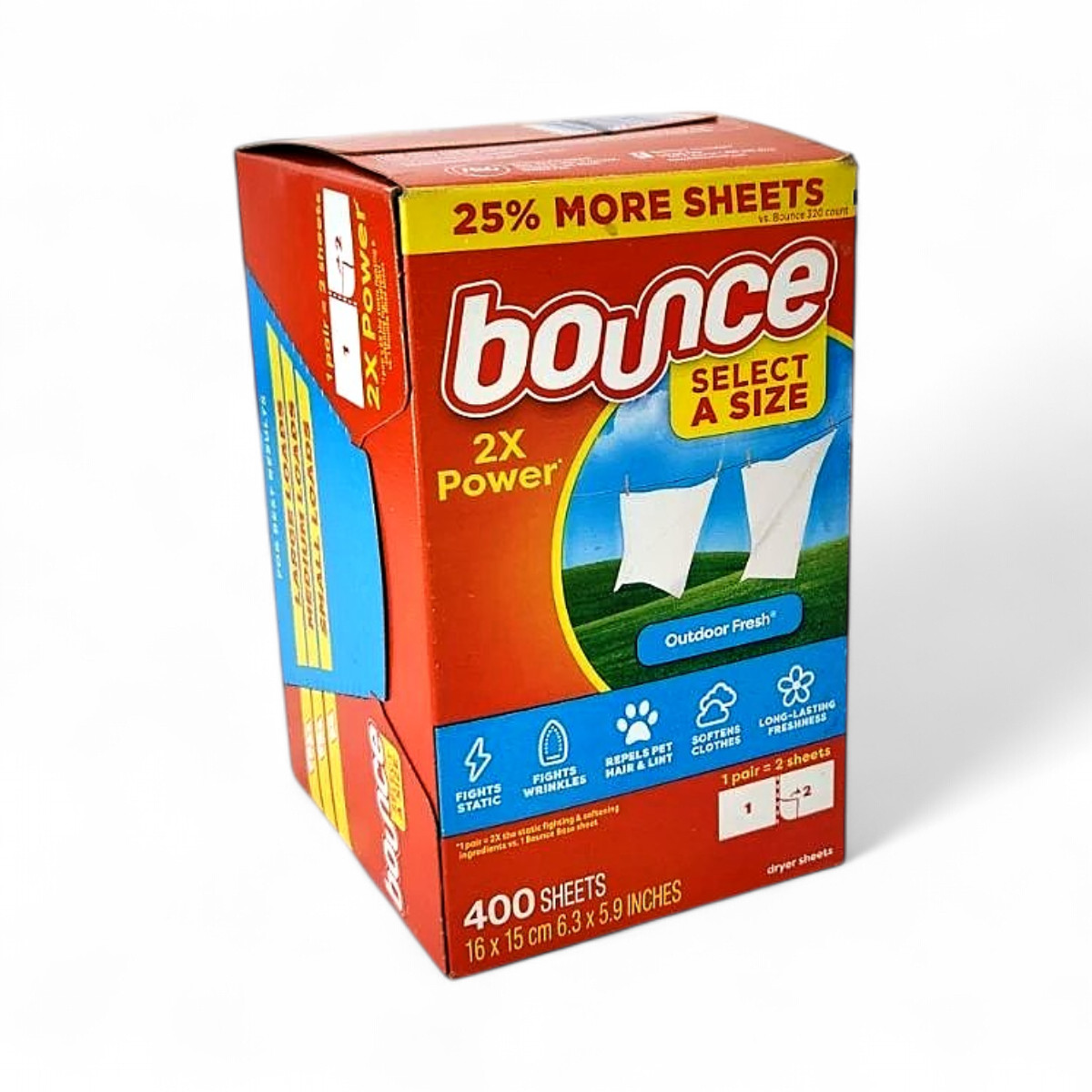 Bounce Select a Size Fabric Softener Dryer Sheets, Outdoor Fresh – 400 Count