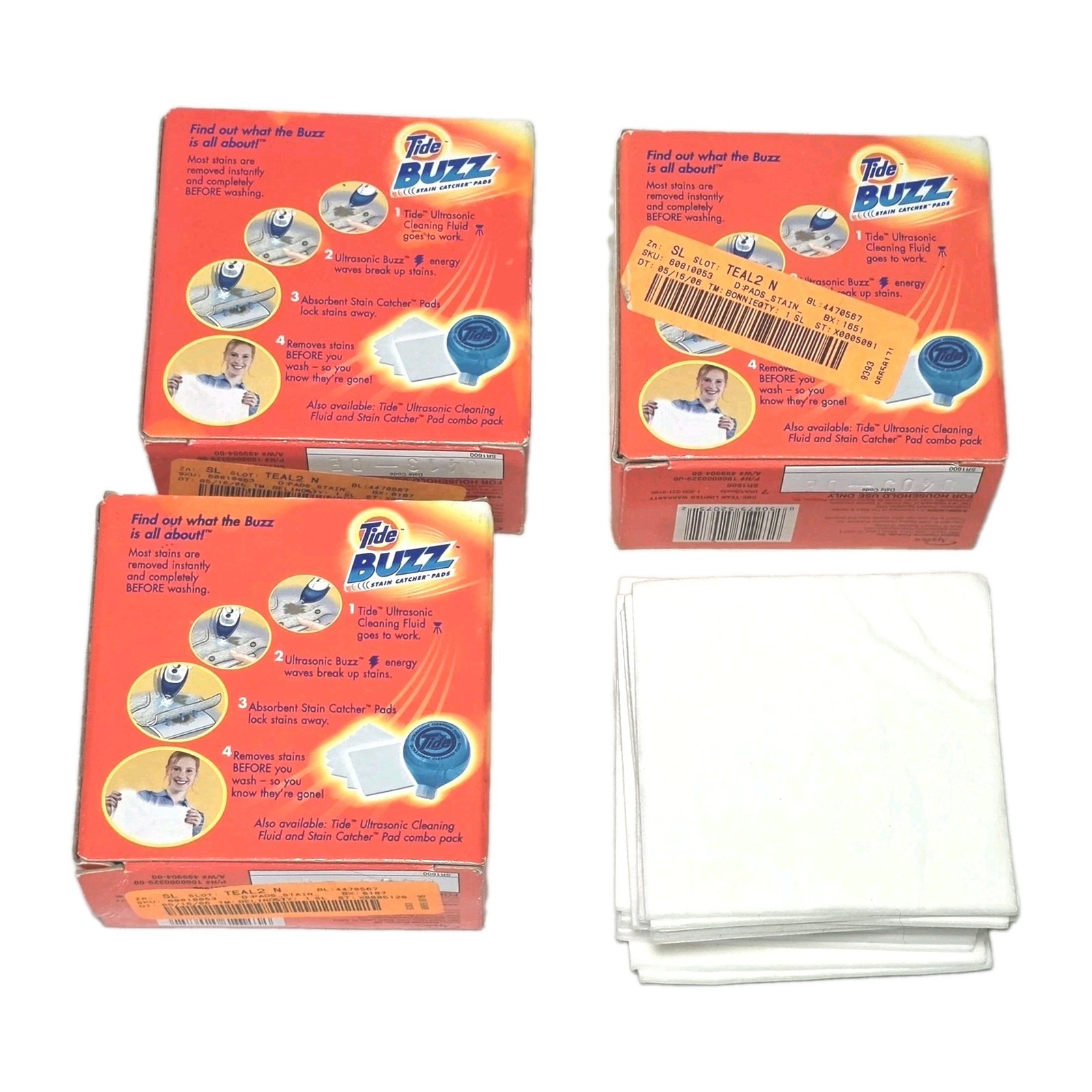 Lot Of 3 + Tide Buzz Stain Catcher Refill 15 Pads Each 55 Pads Total Brand New