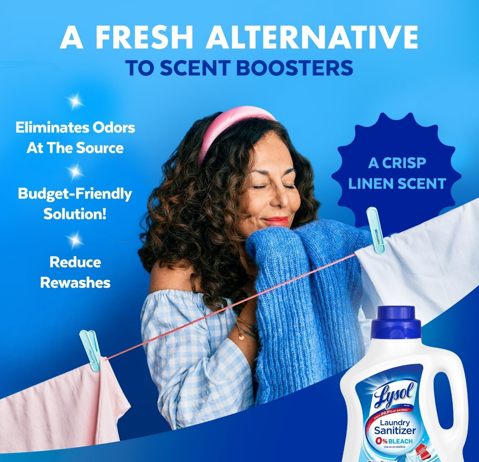Lysol Laundry Sanitizer Additive 90 oz Detergent Booster Bleach-Free Crisp Linen