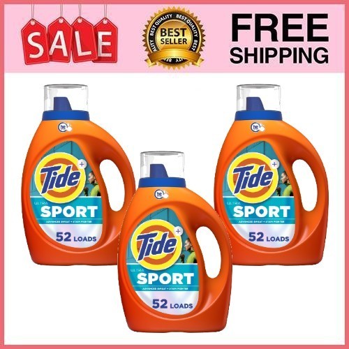 3P Tide Ultra Sport Liquid Laundry Detergent, Advanced Stain Fighter 52 Loads