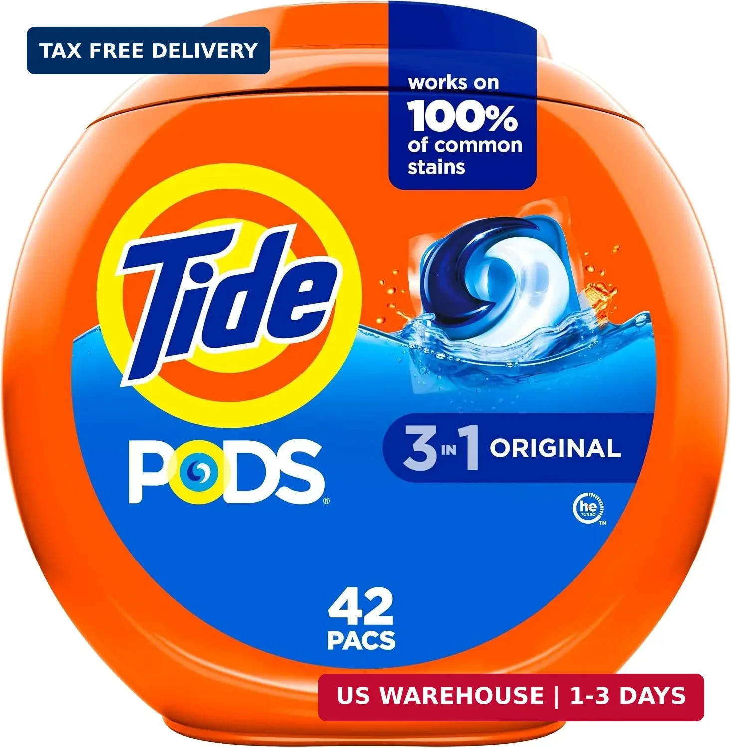 Tide PODS laundry detergent pacs, 3-in-1 Stain Remover, Odor Fighter, Color Prot