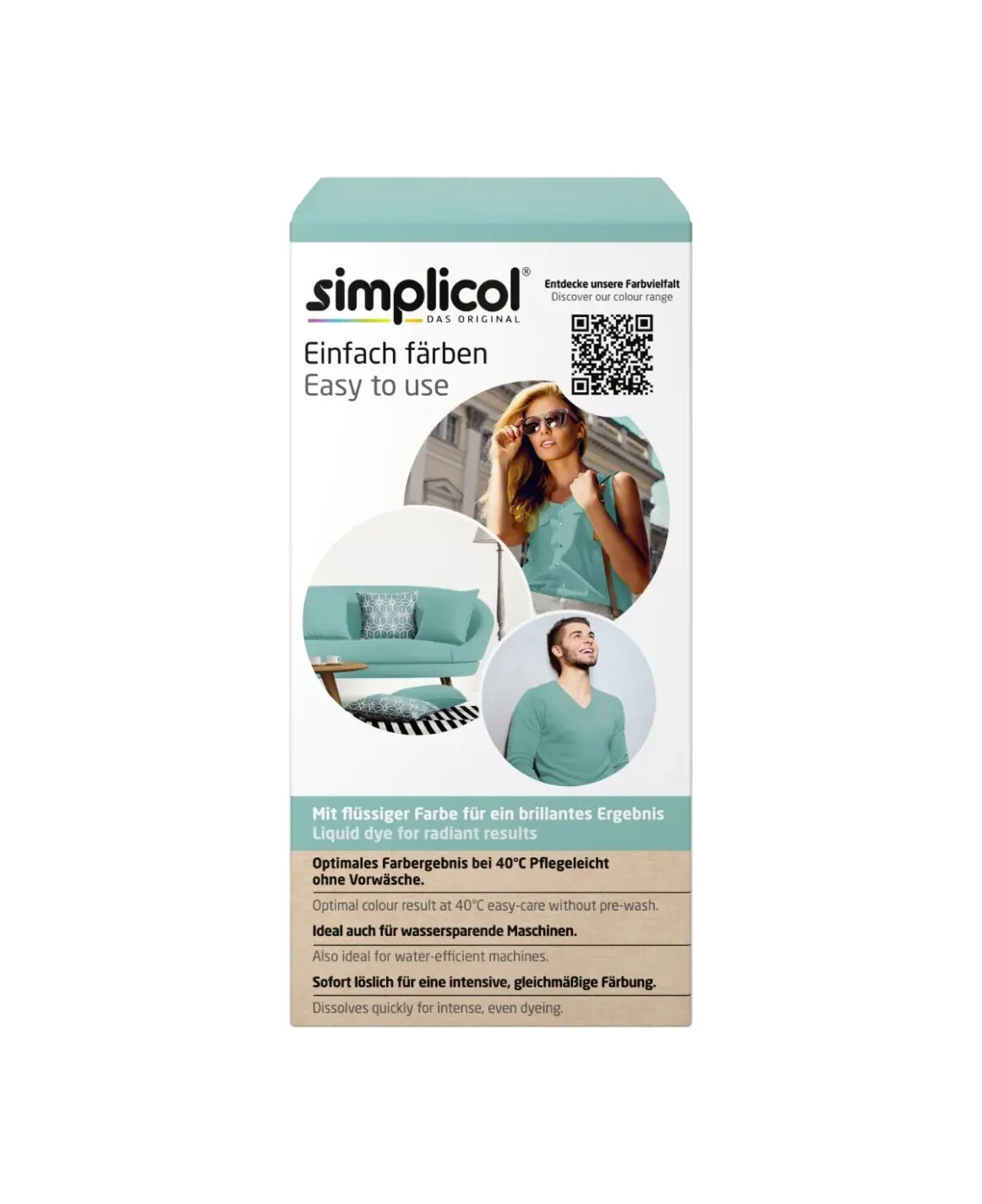 Simplicol Fabric Dye INTENSIVE Mint Petrol Allin1 Color Fixative 600g for Fabric