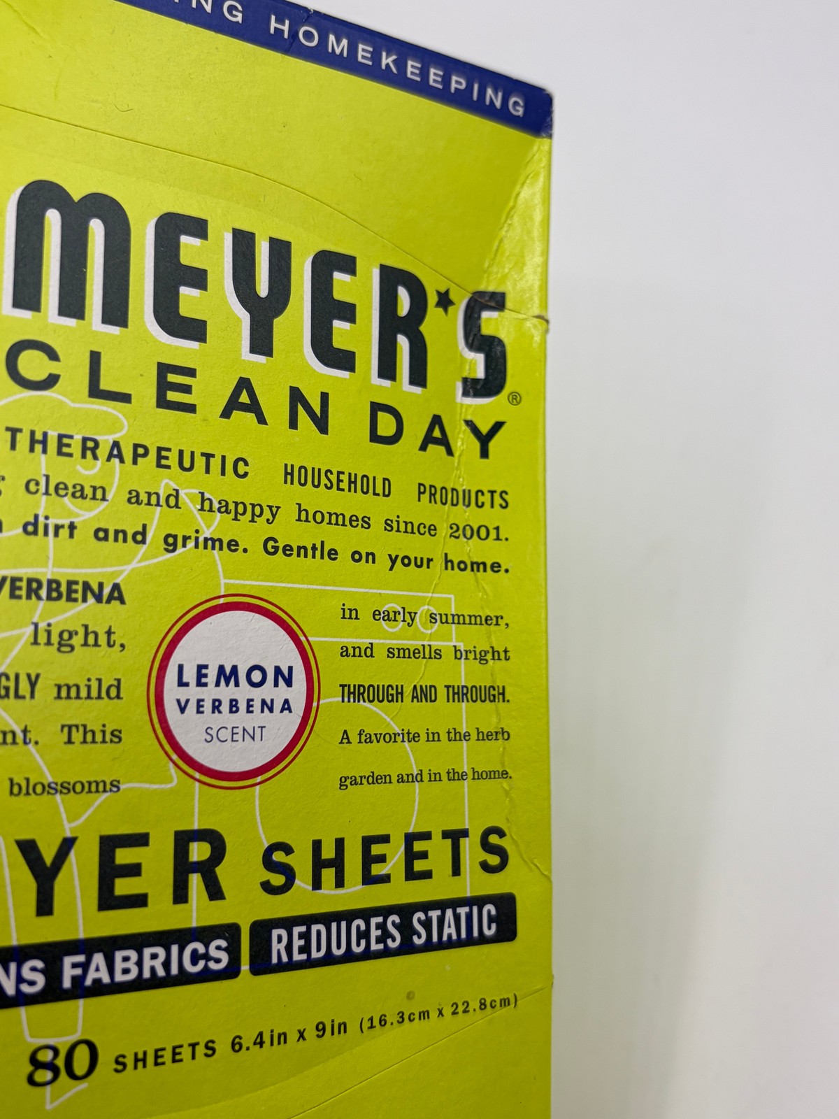 4 Mrs. Meyer’s Clean Day Dryer Sheets Lemon Verbena Scent 80 Count Boxes