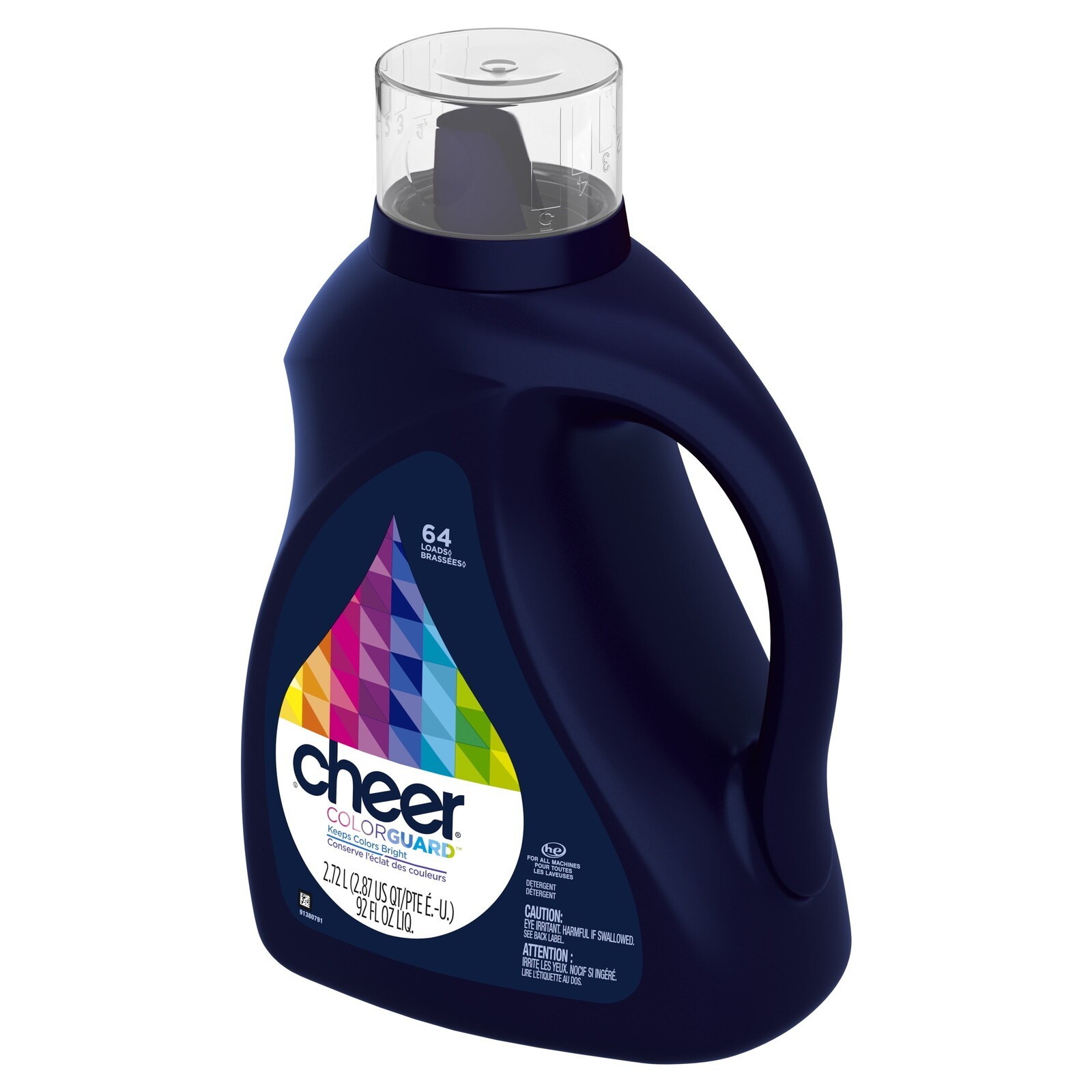 Cheer Liquid Laundry Detergent 64 Loads 92 fl oz Fights Fading & Pilling NEW