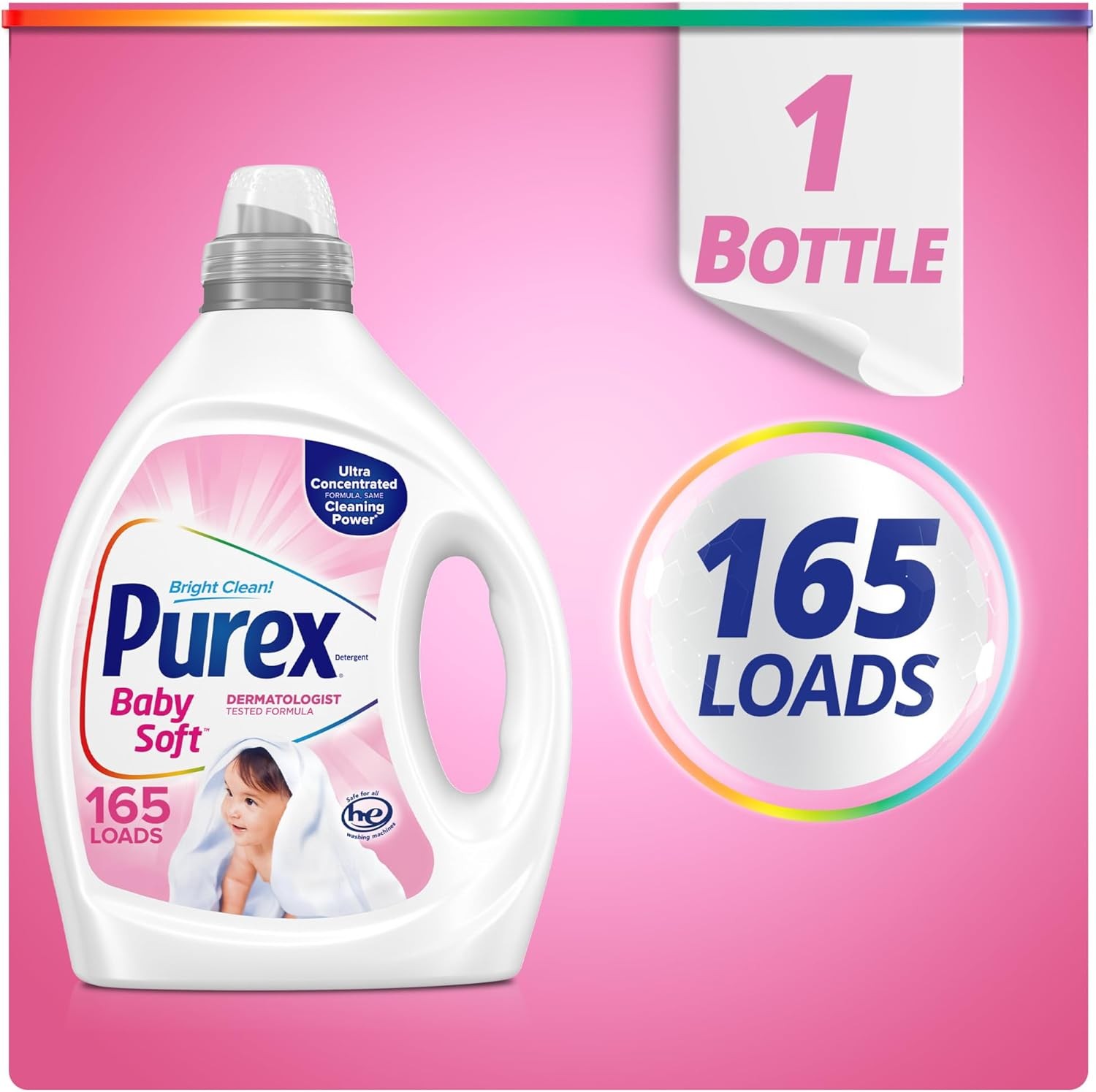 Purex Liquid Laundry Detergent, Ultra Concentrated, Baby, 82.5 Ounce, 165 Loads