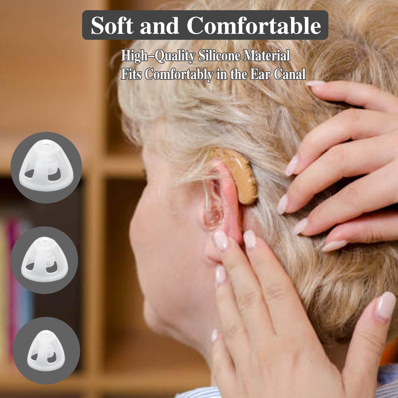 Kenkor 6Packs Soft Silicone Ear Tips, Open Earbud Caps 3 Sizes – White