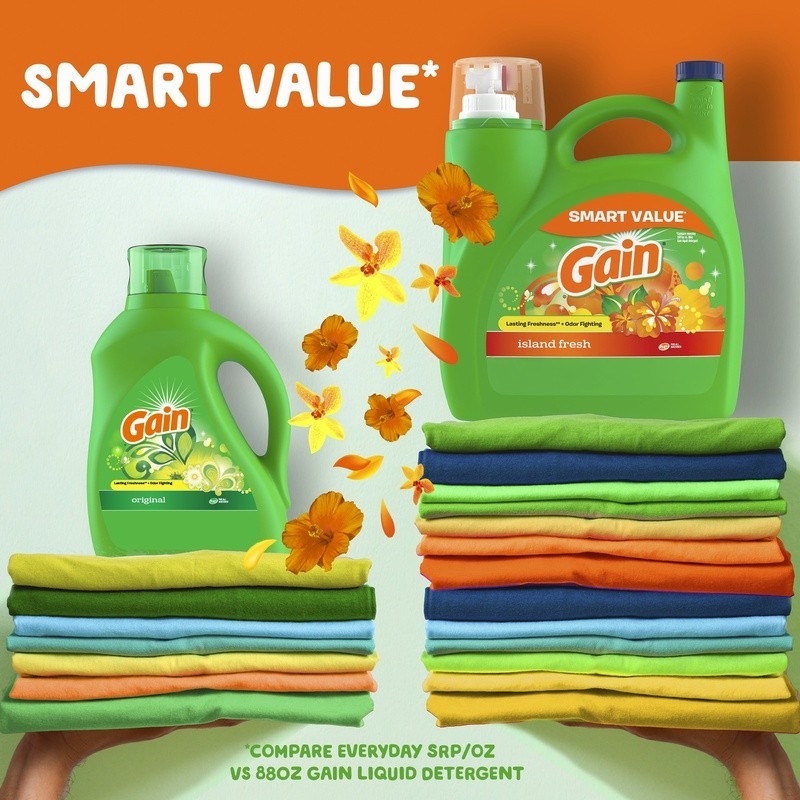 Island Fresh Laundry Detergent 154 fl oz Odor Fighting HE Compatible 107 Loads