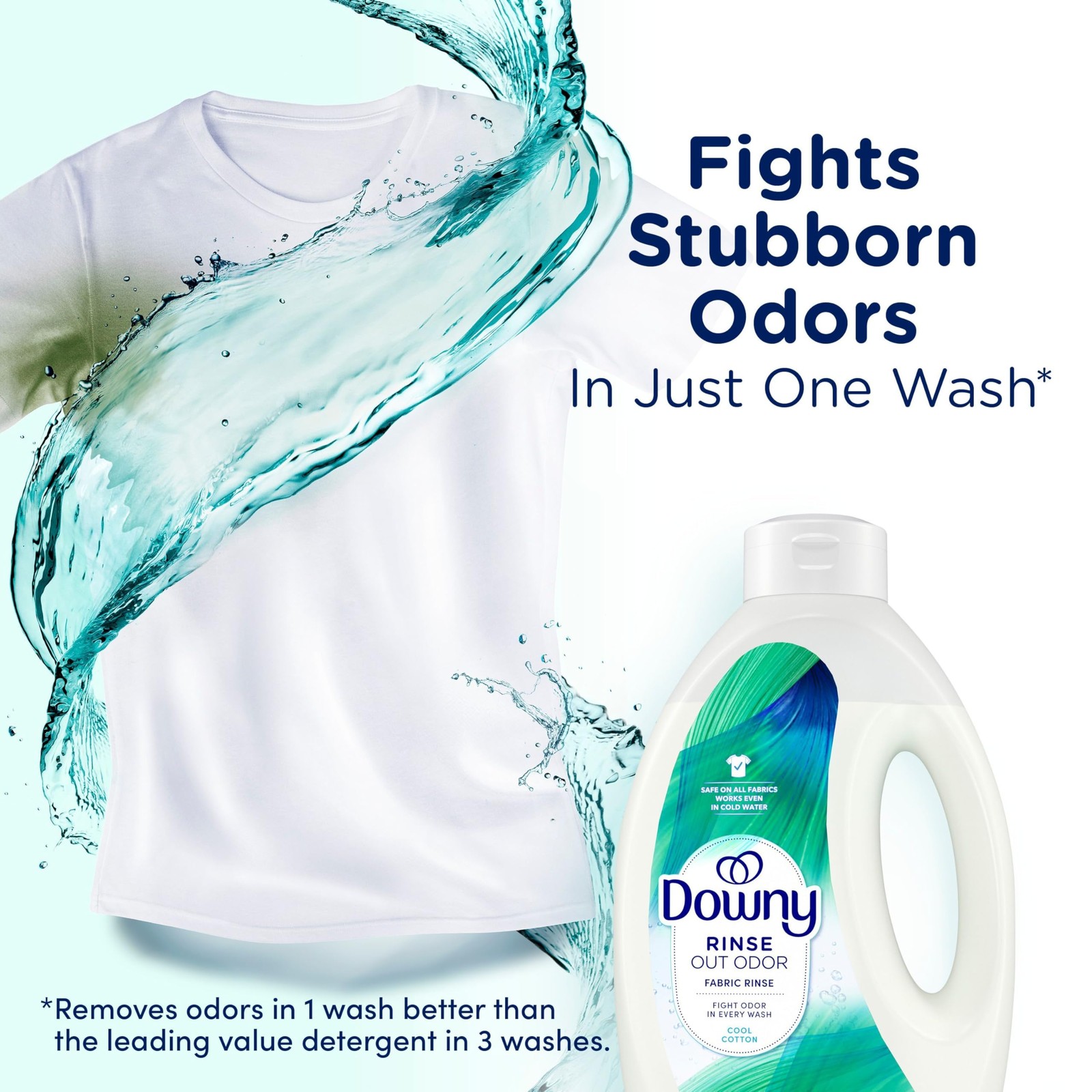 Downy Rinse Laundry Odor Remover, Cool Cotton Scent, 62 62 Fl Oz (Pack of 1)
