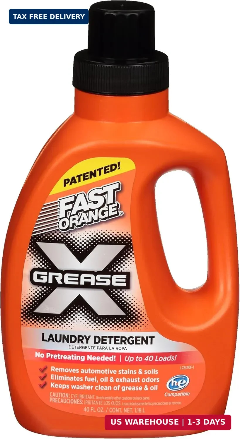 Fast Orange 22340 Fast Orange Grease X Mechanic’s Laundry Detergent Liquid, 40 F