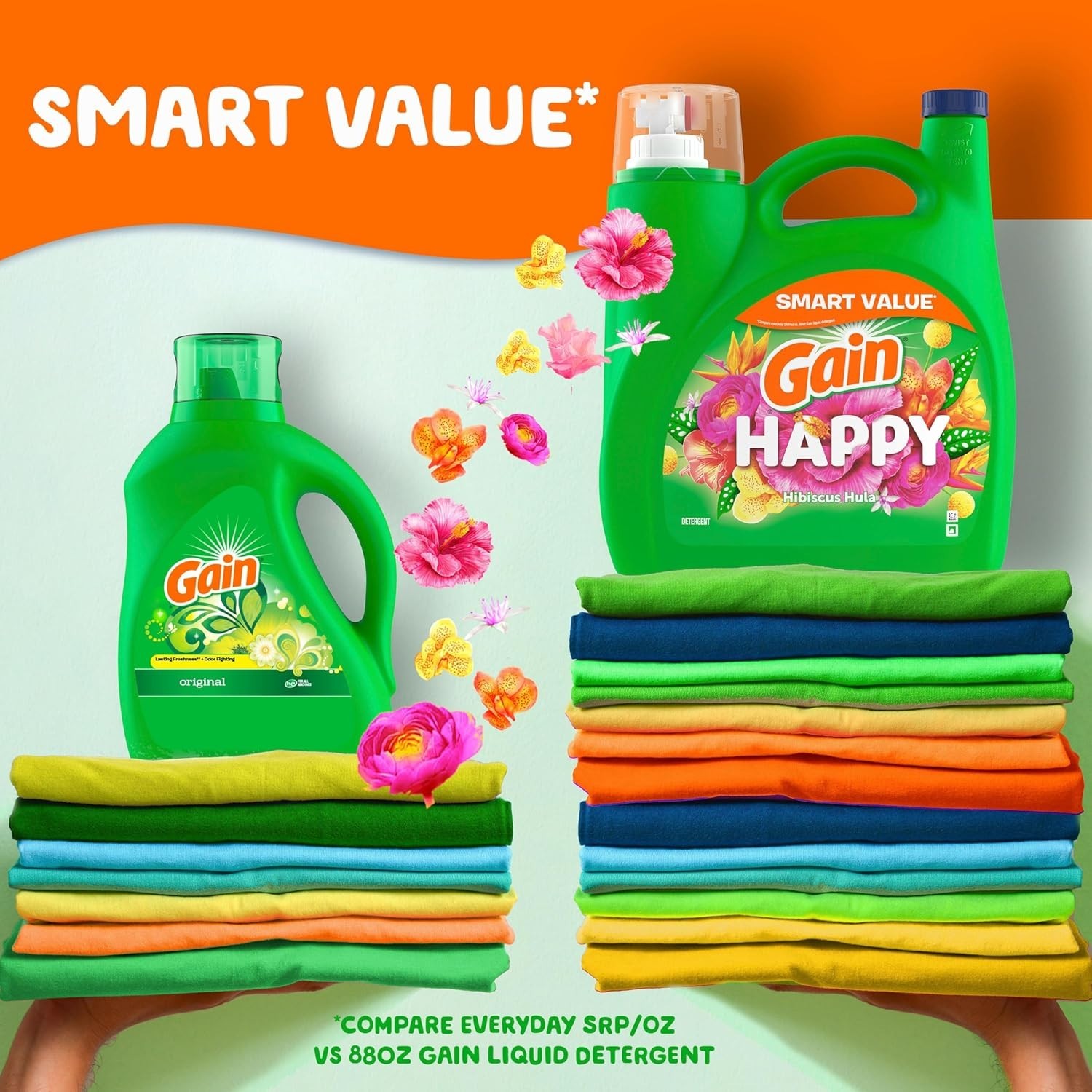 Gain Liquid Laundry Detergent, Happy Scent, 154 fl oz, 107 Loads