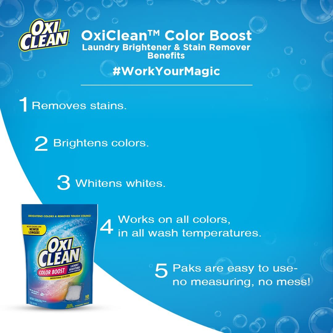OxiClean MaxForce Power Packs 10 Count 4 in 1 Stain Fighting for Brighter Whites