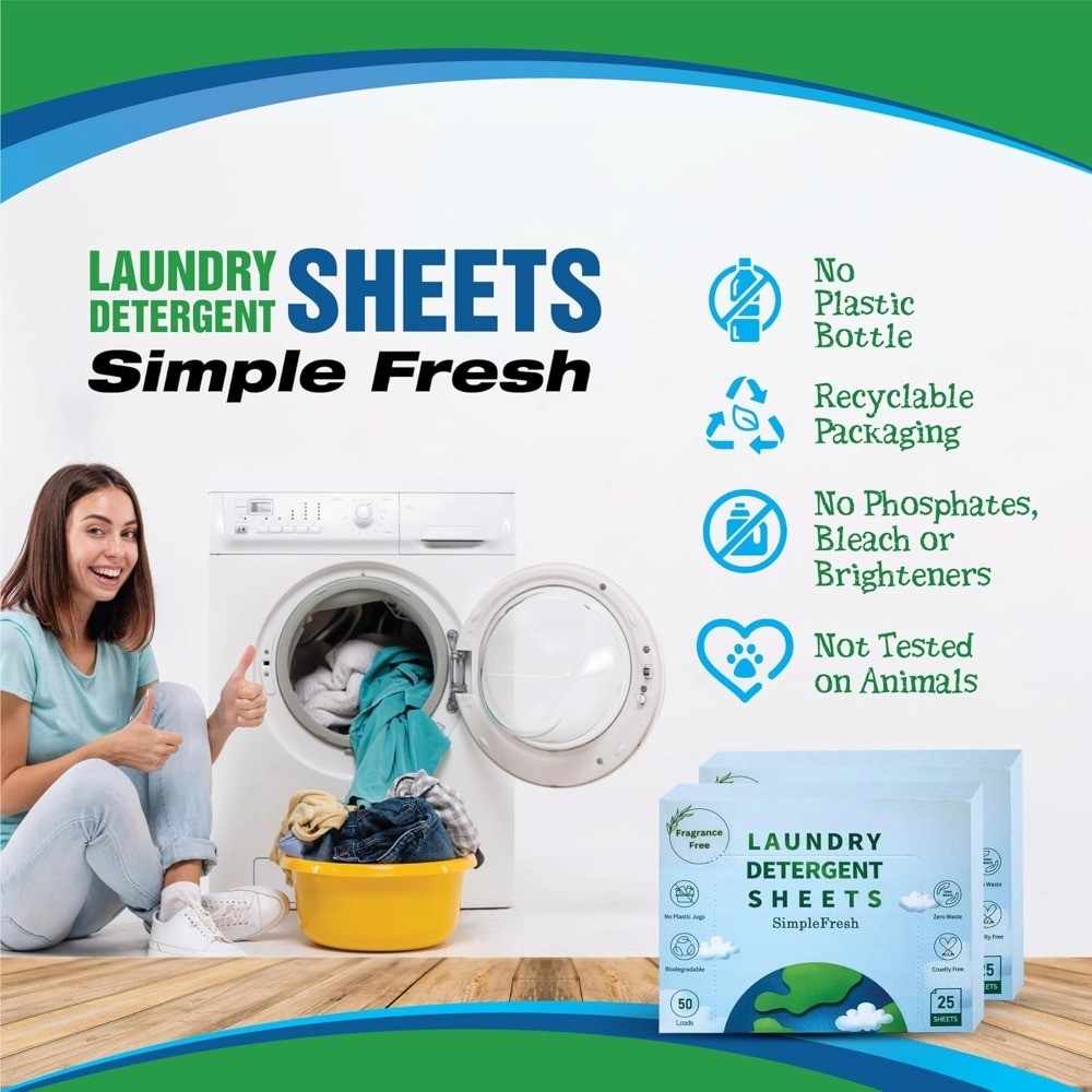 25 Laundry sheets (50 loads), fragrance free product – Laundry Detergent Sheets,
