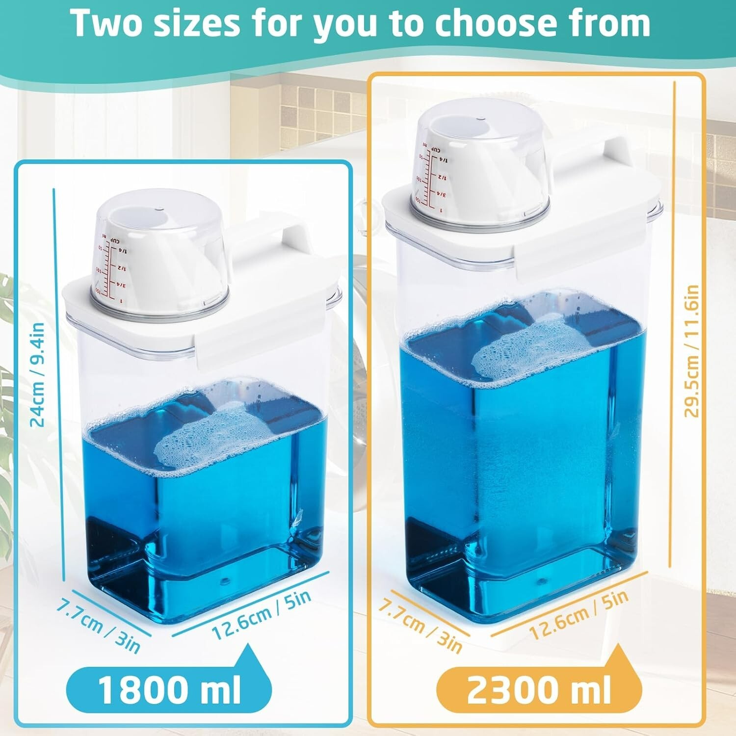 Laundry Detergent Dispenser-2 Pack, 61 Oz Detergent Dispenser with 4 Removable L