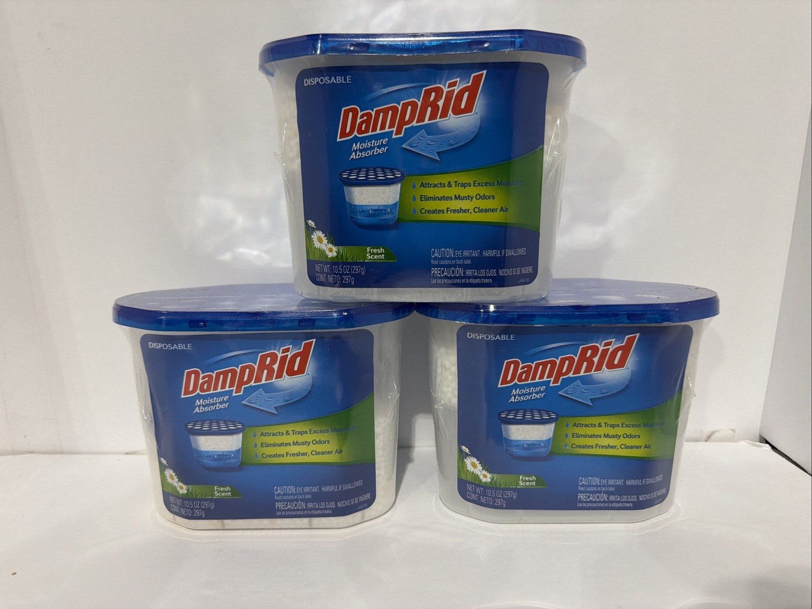 Damprid Fresh Scent Disposable Moisture Absorber, 10.5 Oz., 3 Pack Read*
