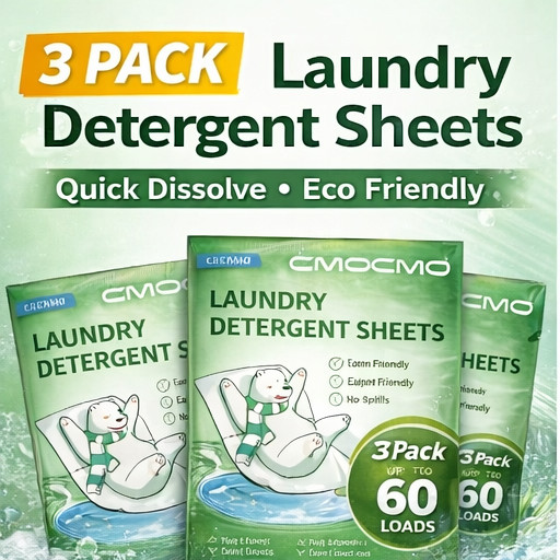 3 Pack Laundry Detergent Sheets Eco Friendly Quick Dissolve Travel Wash 60 Loads
