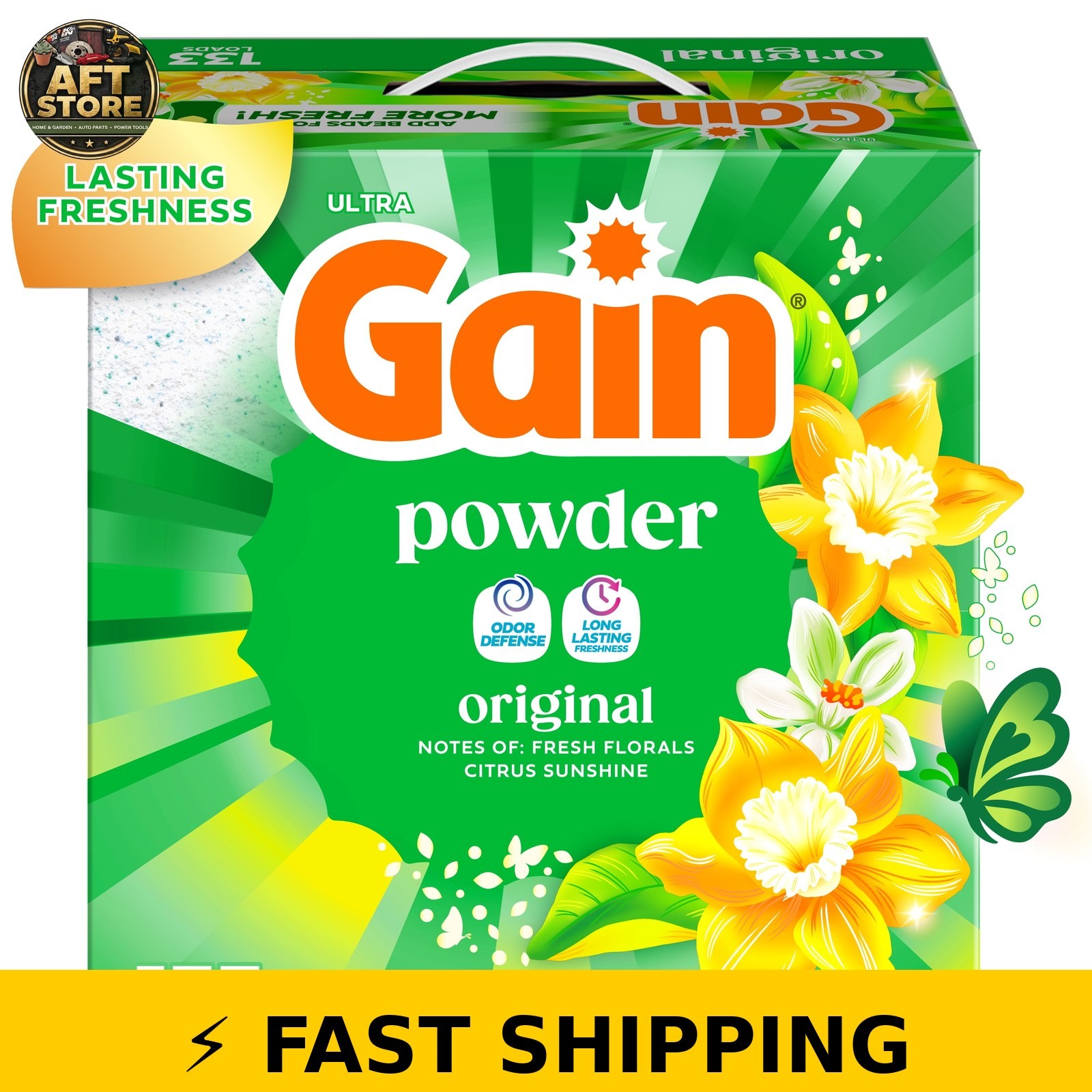 Gain Powder Laundry Detergent, Original Scent, 123 oz, 133 Loads