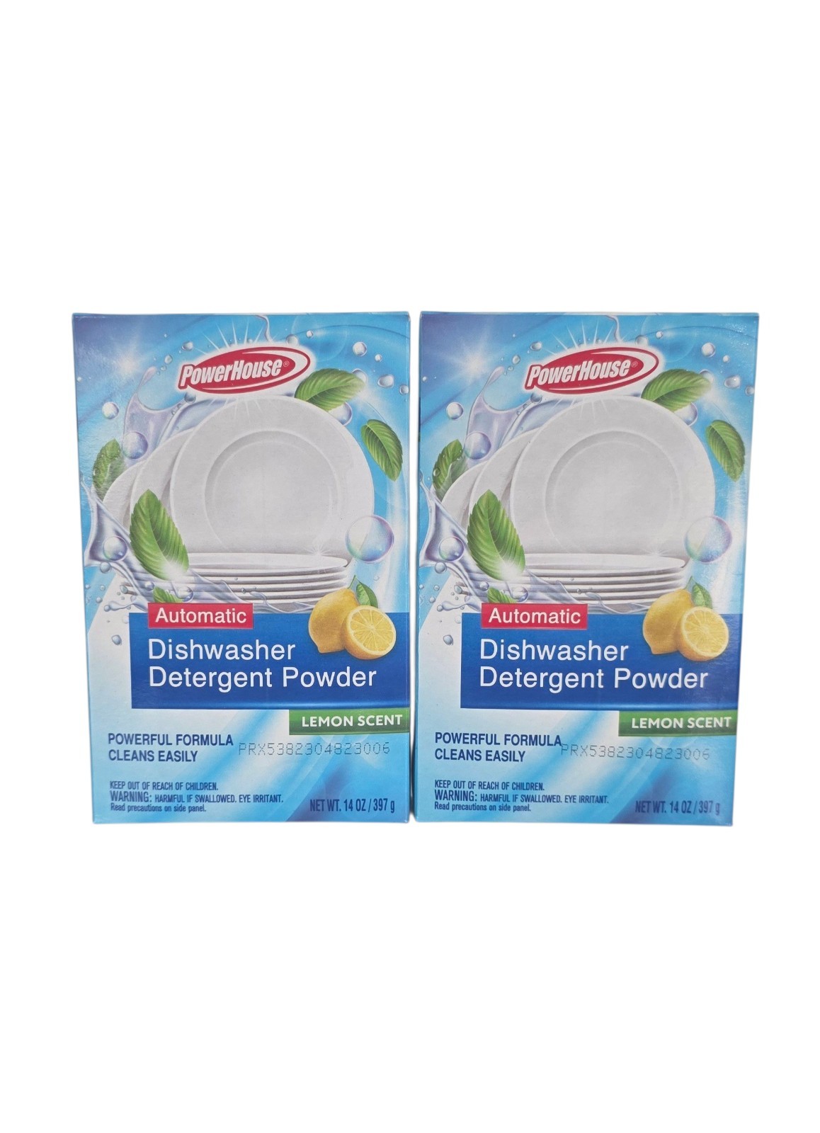 PowerHouse Automatic Dishwasher Detergent Powder Lemon Scent 14 oz ~Lot Of 2