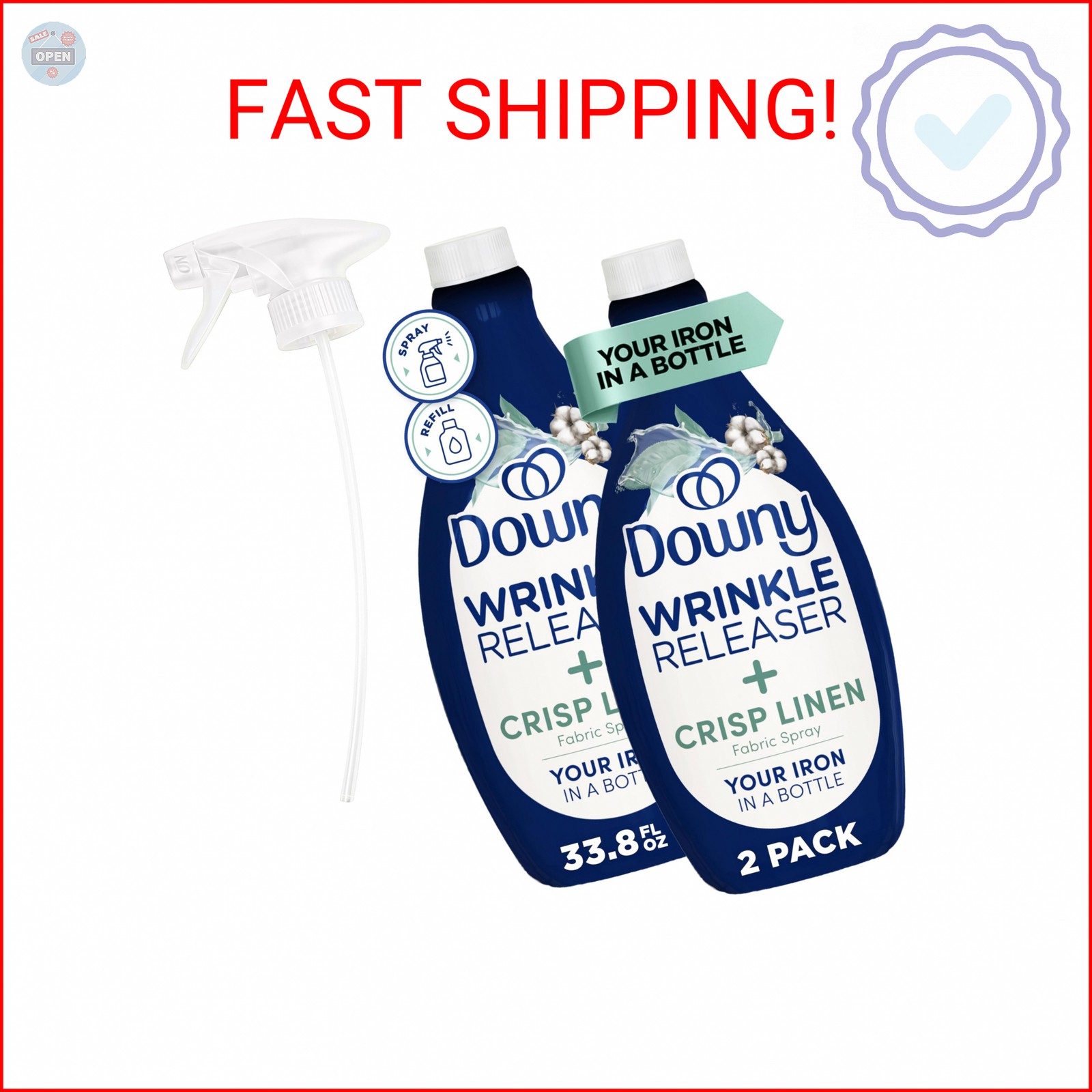 Downy Wrinkle Releaser Spray, All In One Formula, Removes Wrinkles, Static and O