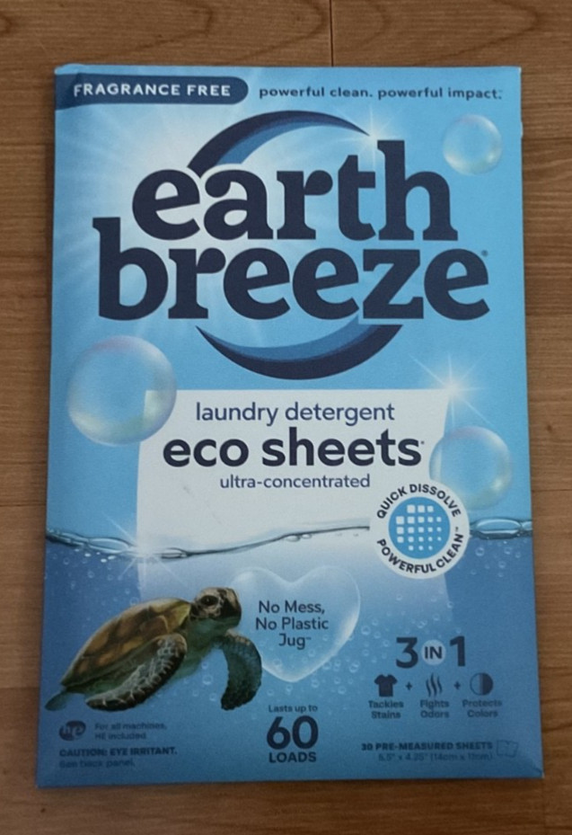 Earth Breeze Laundry Detergent Sheets Fresh Scent – 60 Loads Eco Liquidless NEW
