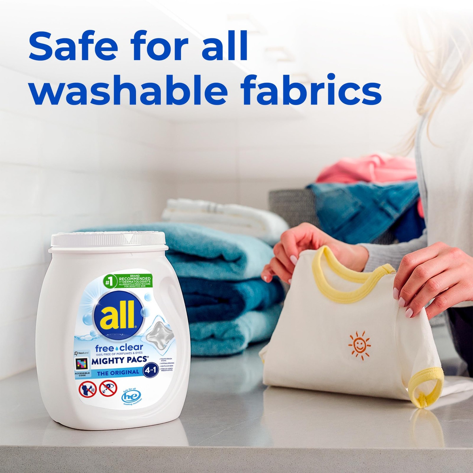 All Mighty Pacs Laundry Detergent, Free 60 Count (Pack of 1), Transparent