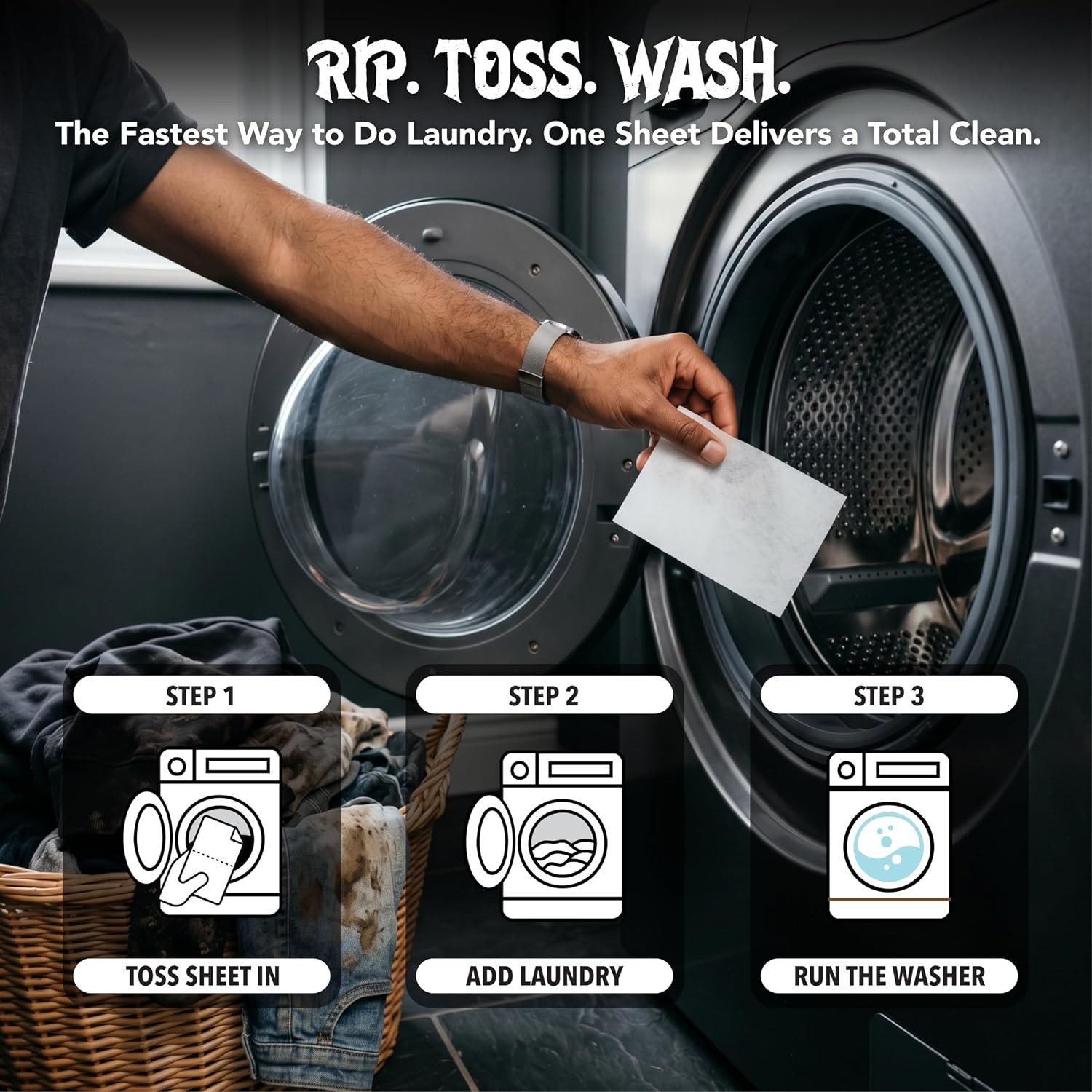 Laundry Detergent Sheets, 64 Loads, Tough on Stains and Odors, Gentle on Skin