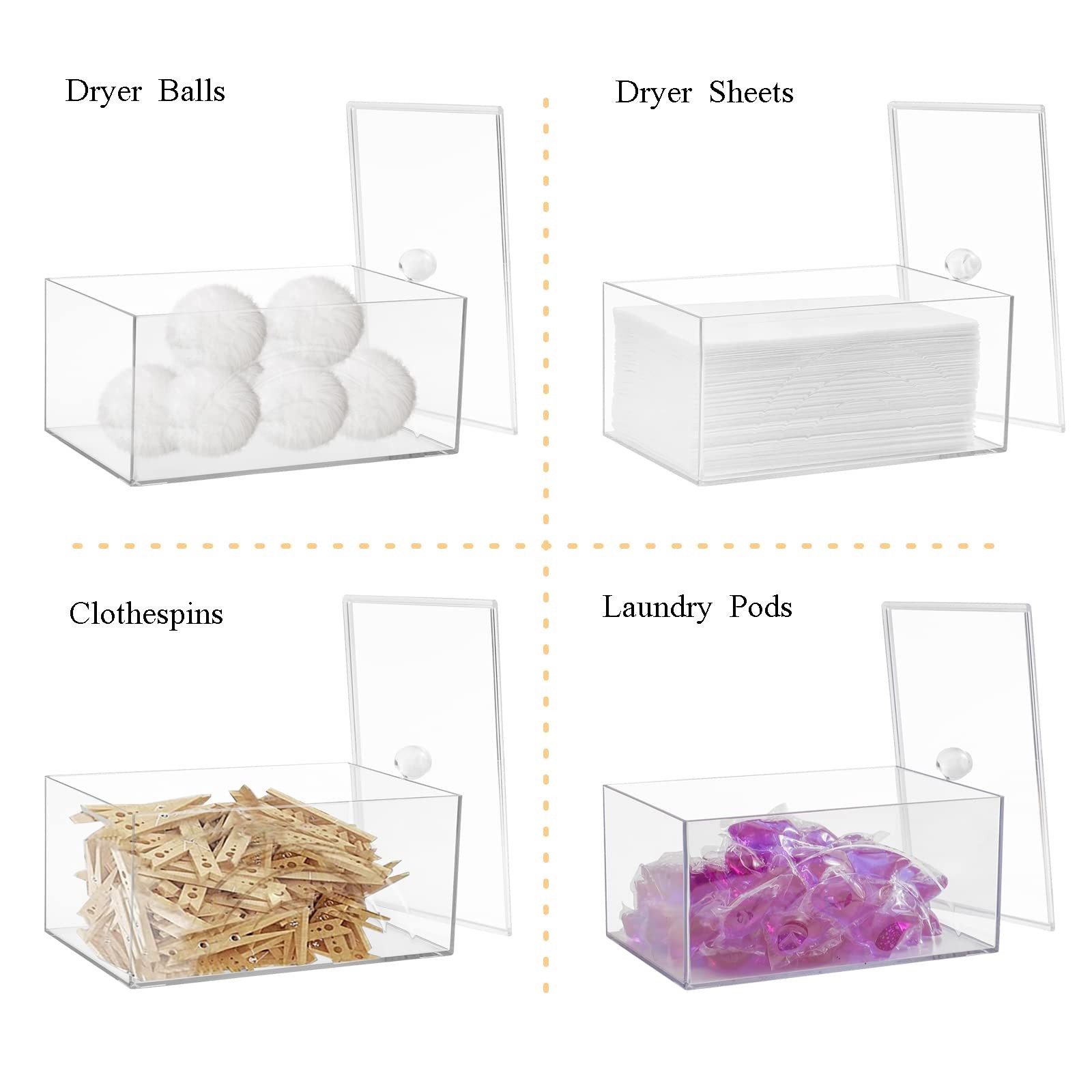 Farmhouse Laundry Dryer Sheet Holder Clear Detergent Pods Container Dryer Balls