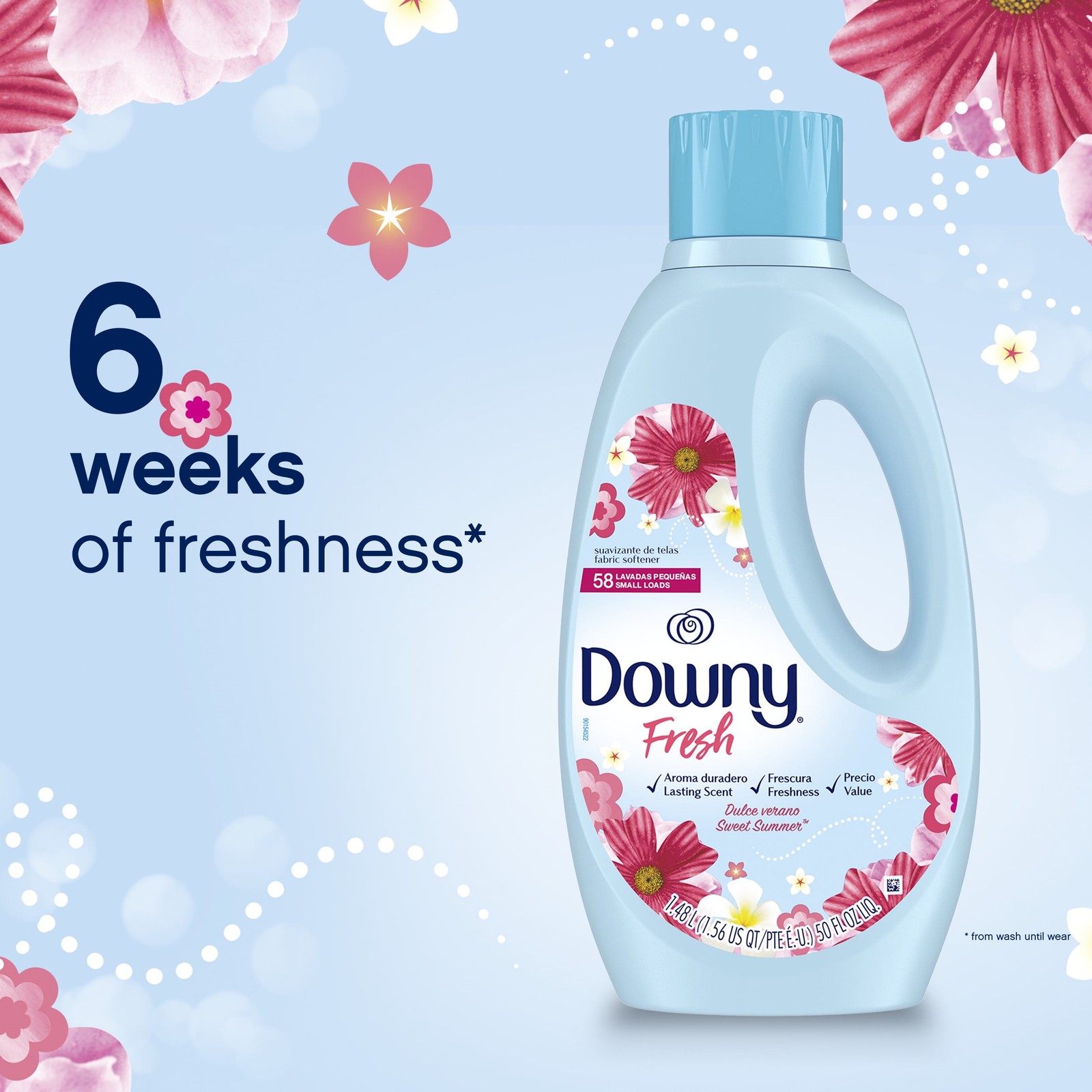 Non-Concentrated Liquid Fabric Softener, Sweet Summer Scent,125 fl oz,145 Loads