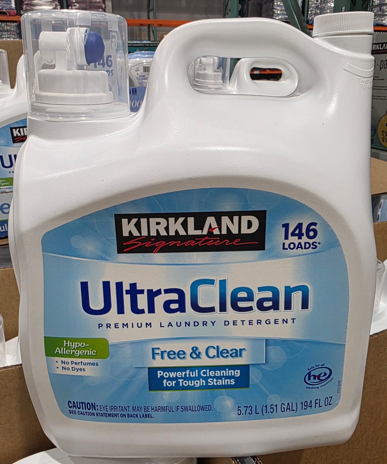 Kirkland Signature Ultra Clean Free & Clear Laundry Detergent 146 Loads 194 oz H