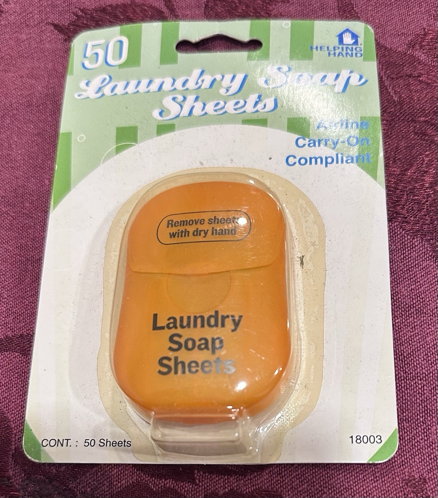 Helping Hand Laundry Soap / Detergent Travel Hygiene Sheets – 50ct. For Travel